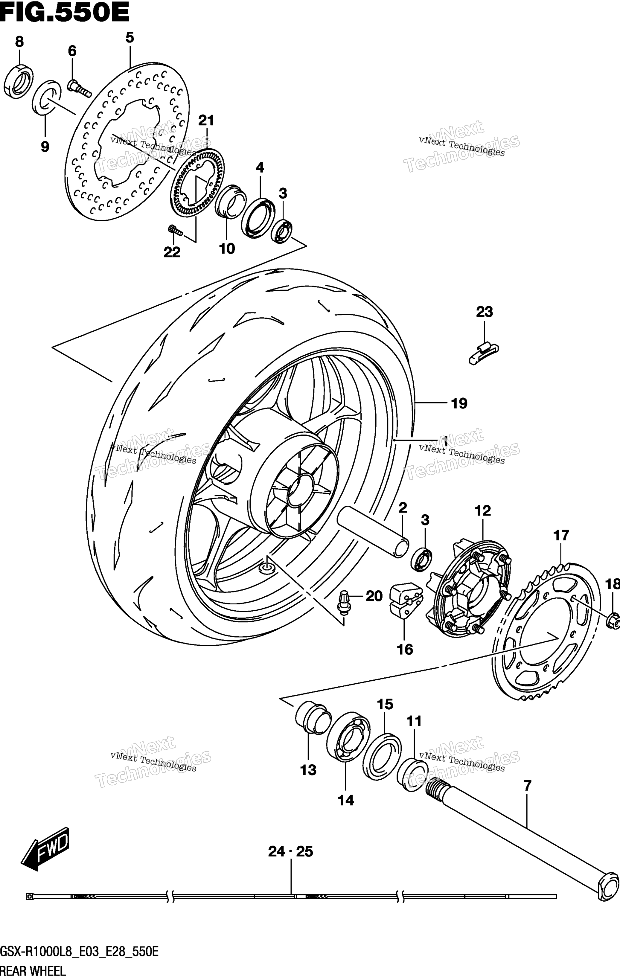 Заднее колесо (Gsx-R1000al8 E28) (For Ykv)