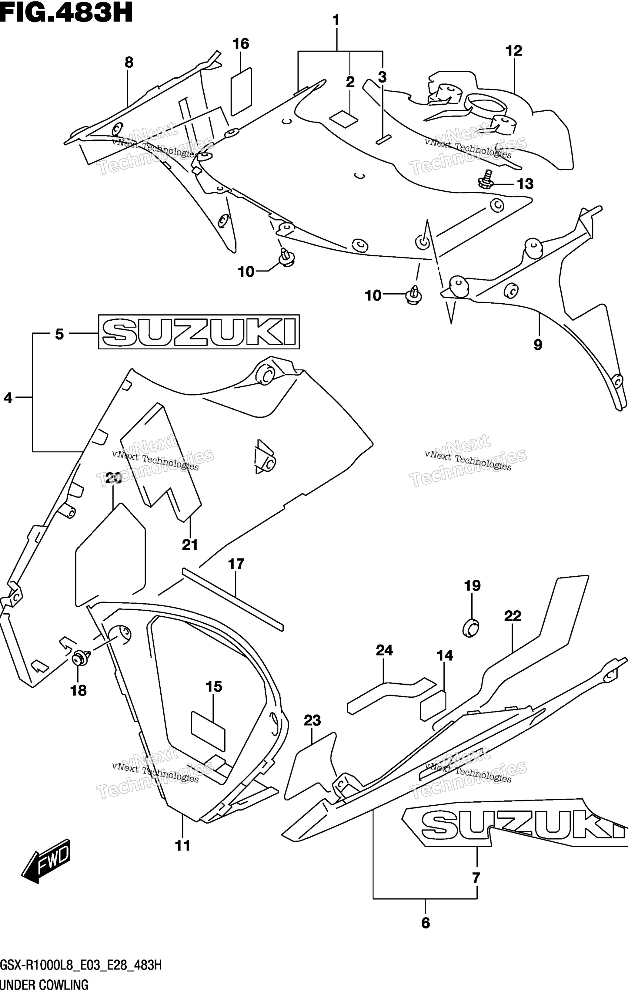 Нижний обтекатель (Gsx-R1000rzl8 E33)