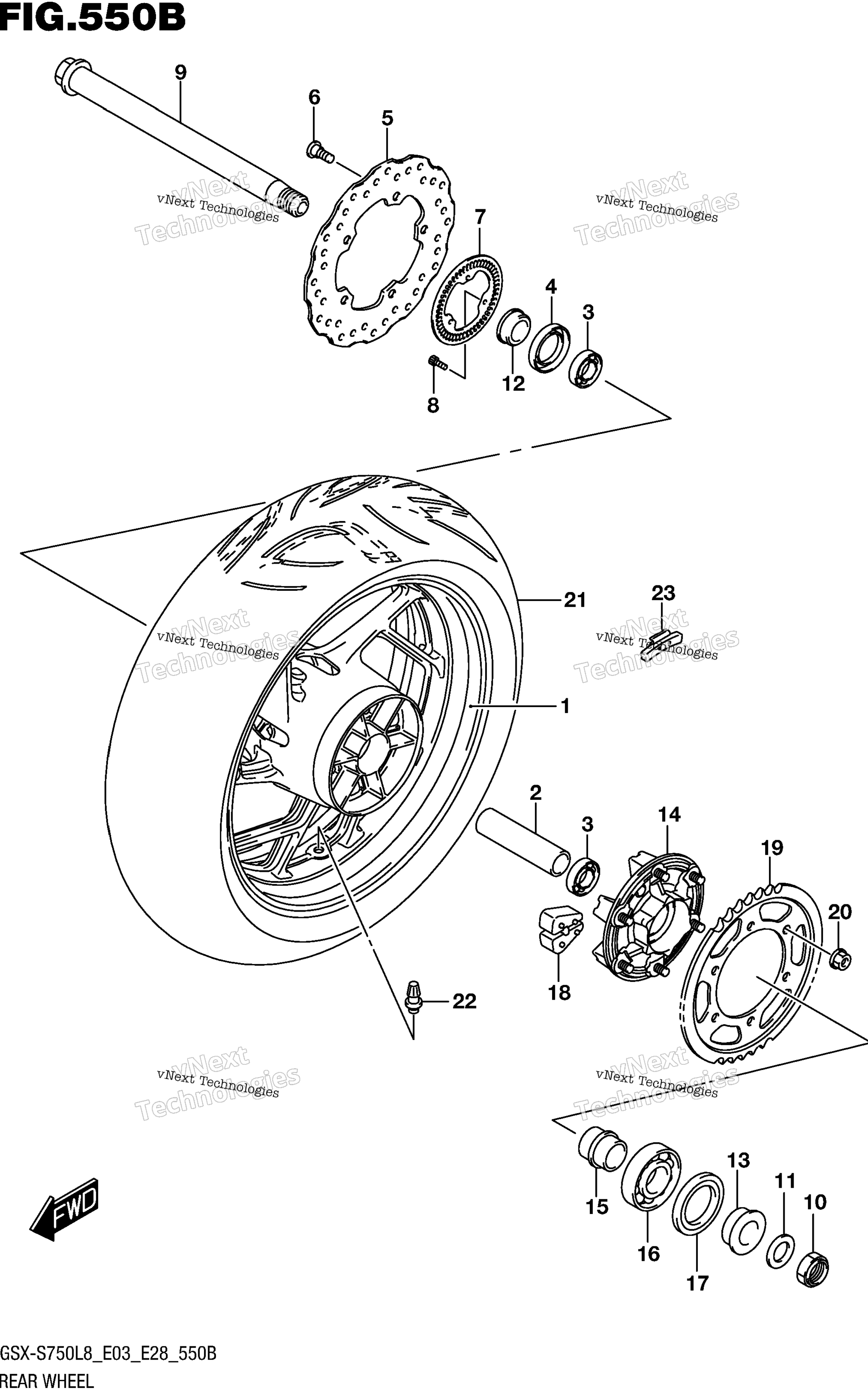 Заднее колесо (Gsx-S750l8 E33)