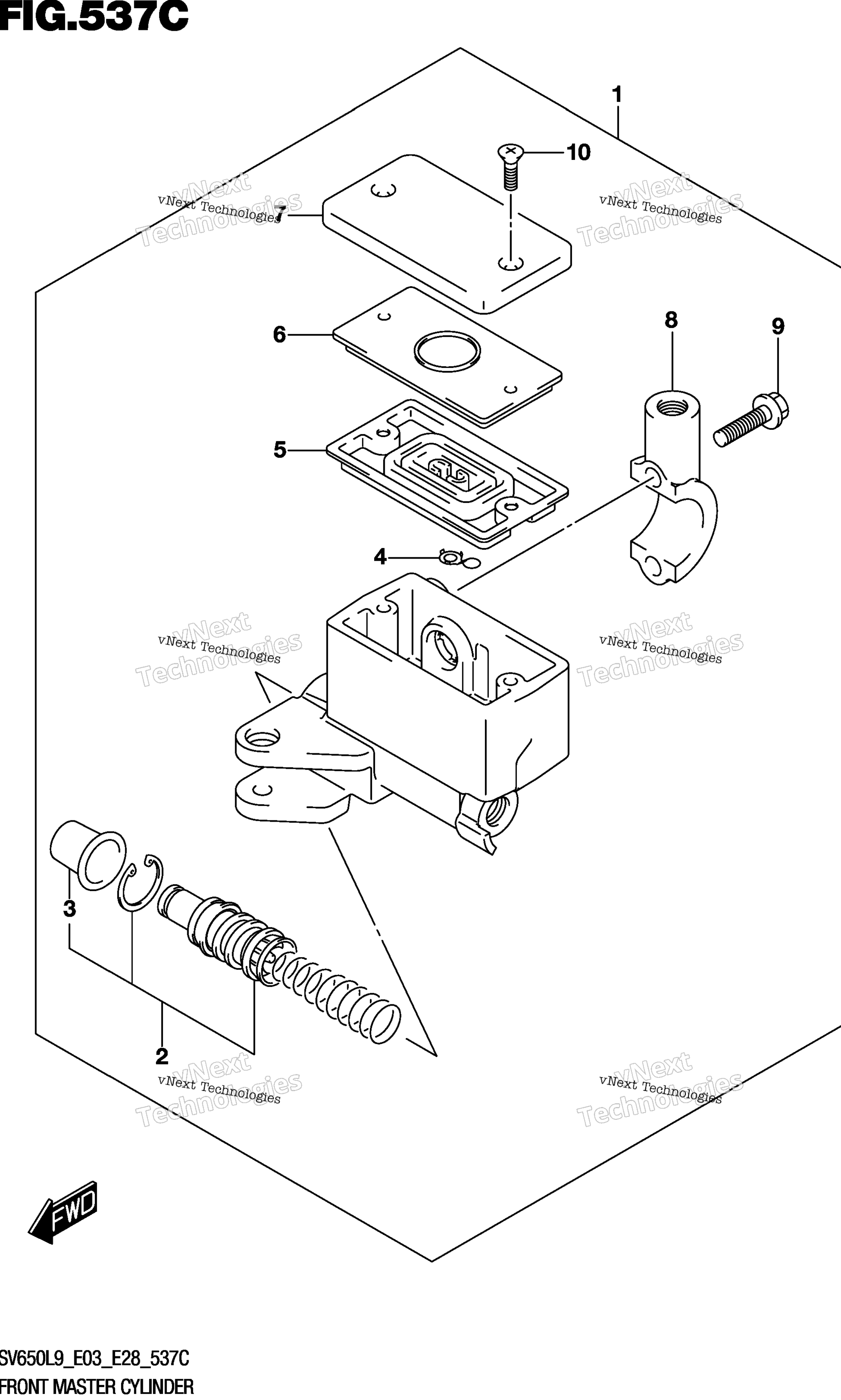 Передний главный цилиндр тормоза (Sv650al9 E28)