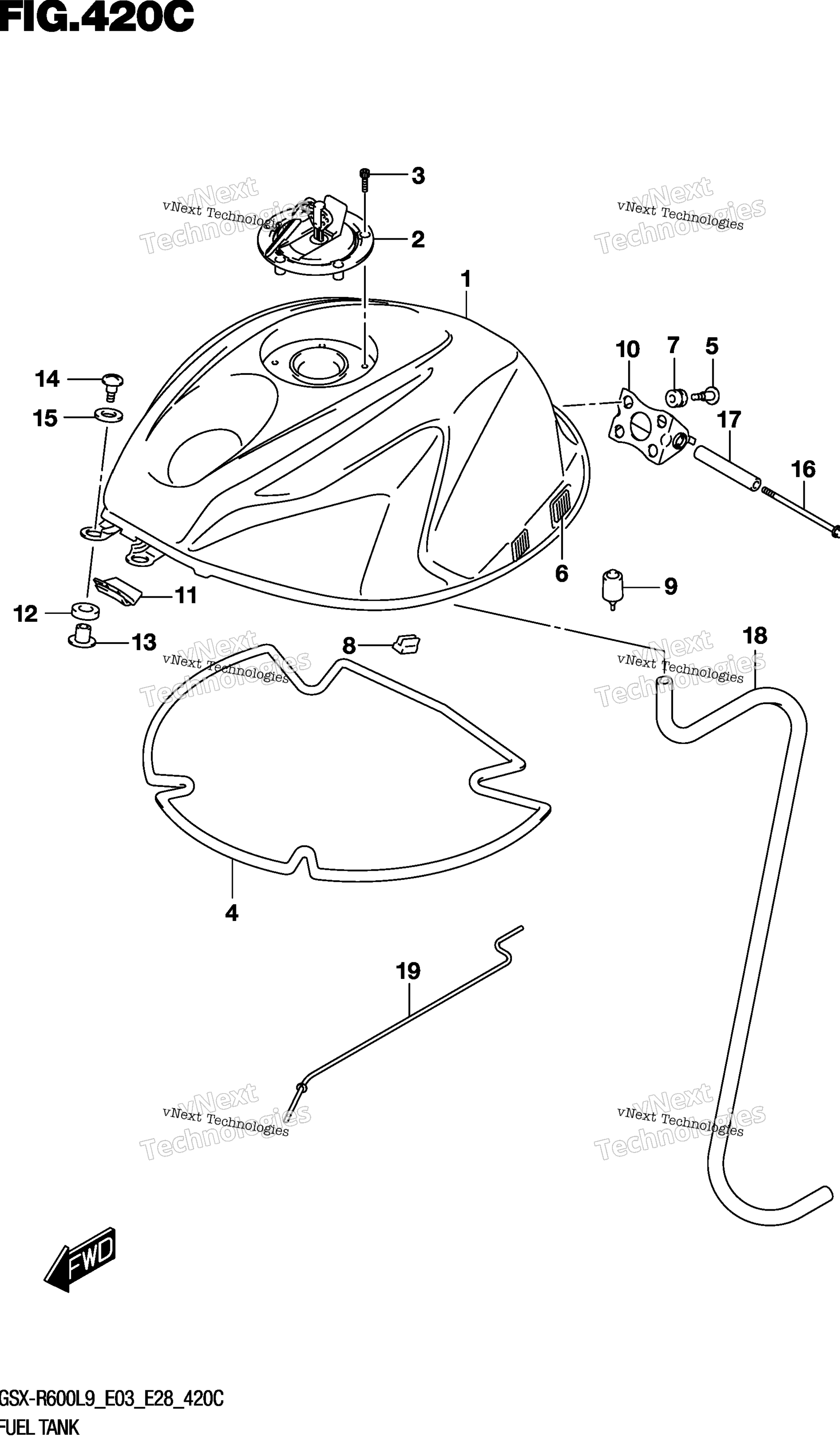 Топливный бак (Gsx-R600l9 E33)