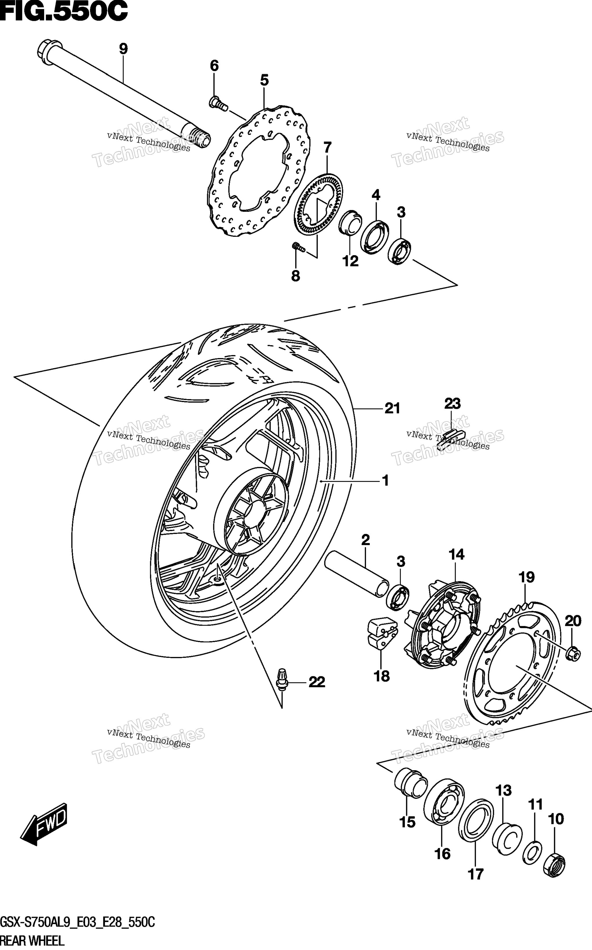 Заднее колесо (Gsx-S750al9 E28)