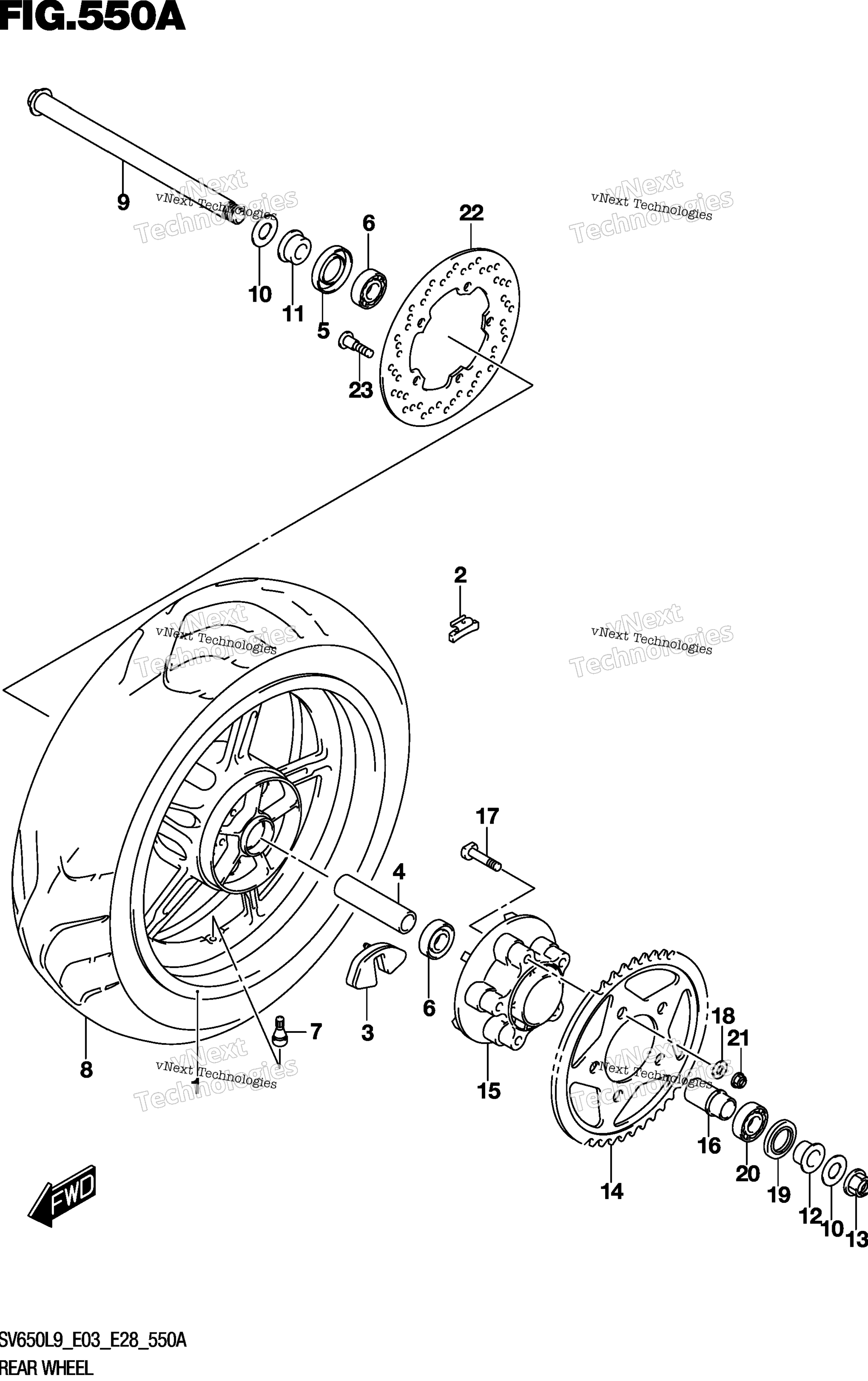 Заднее колесо (Sv650l9 E03)