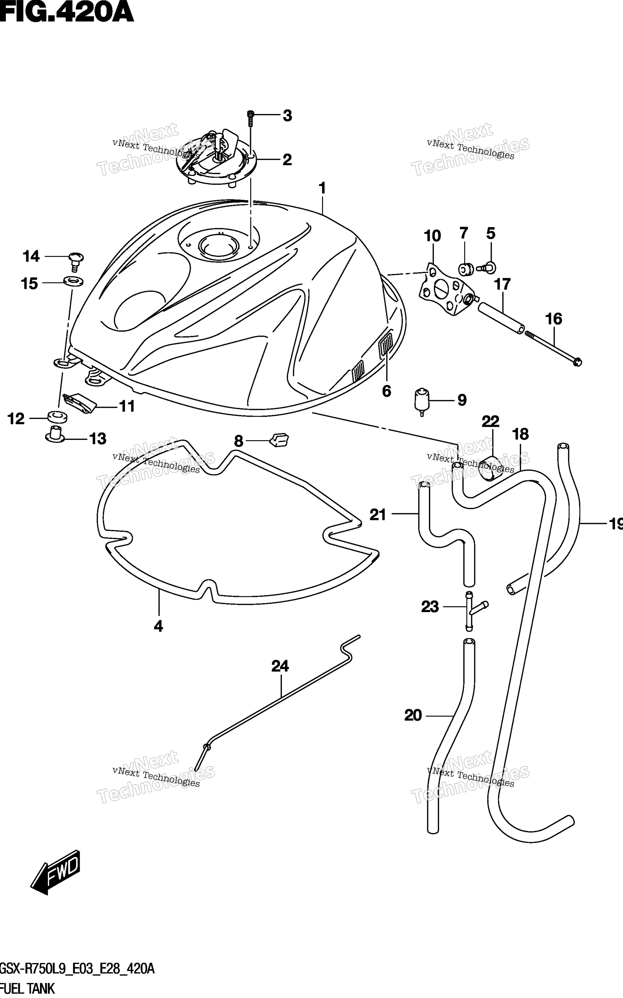 Топливный бак (Gsx-R750l9 E03)