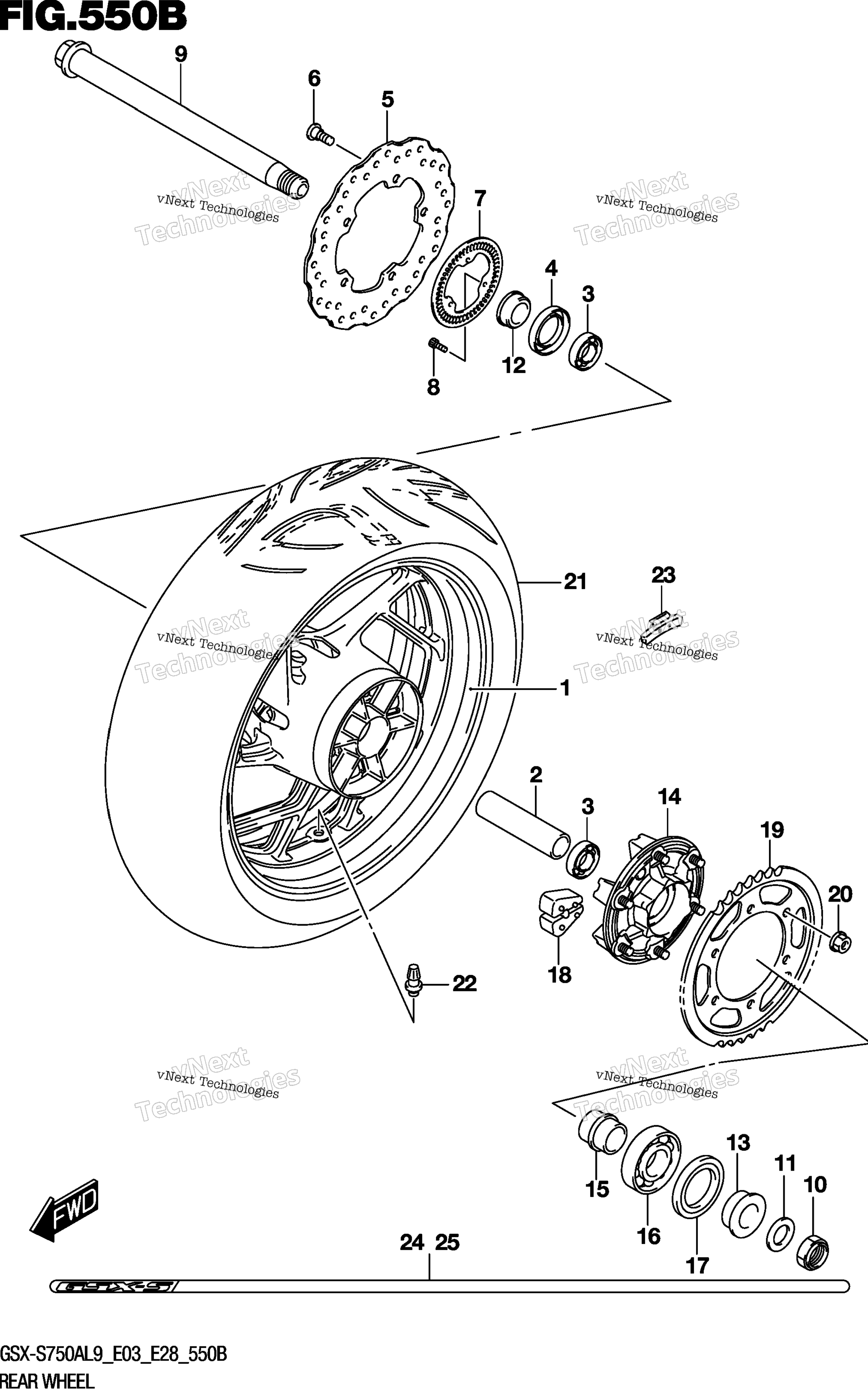 Заднее колесо (Gsx-S750zl9 E33)