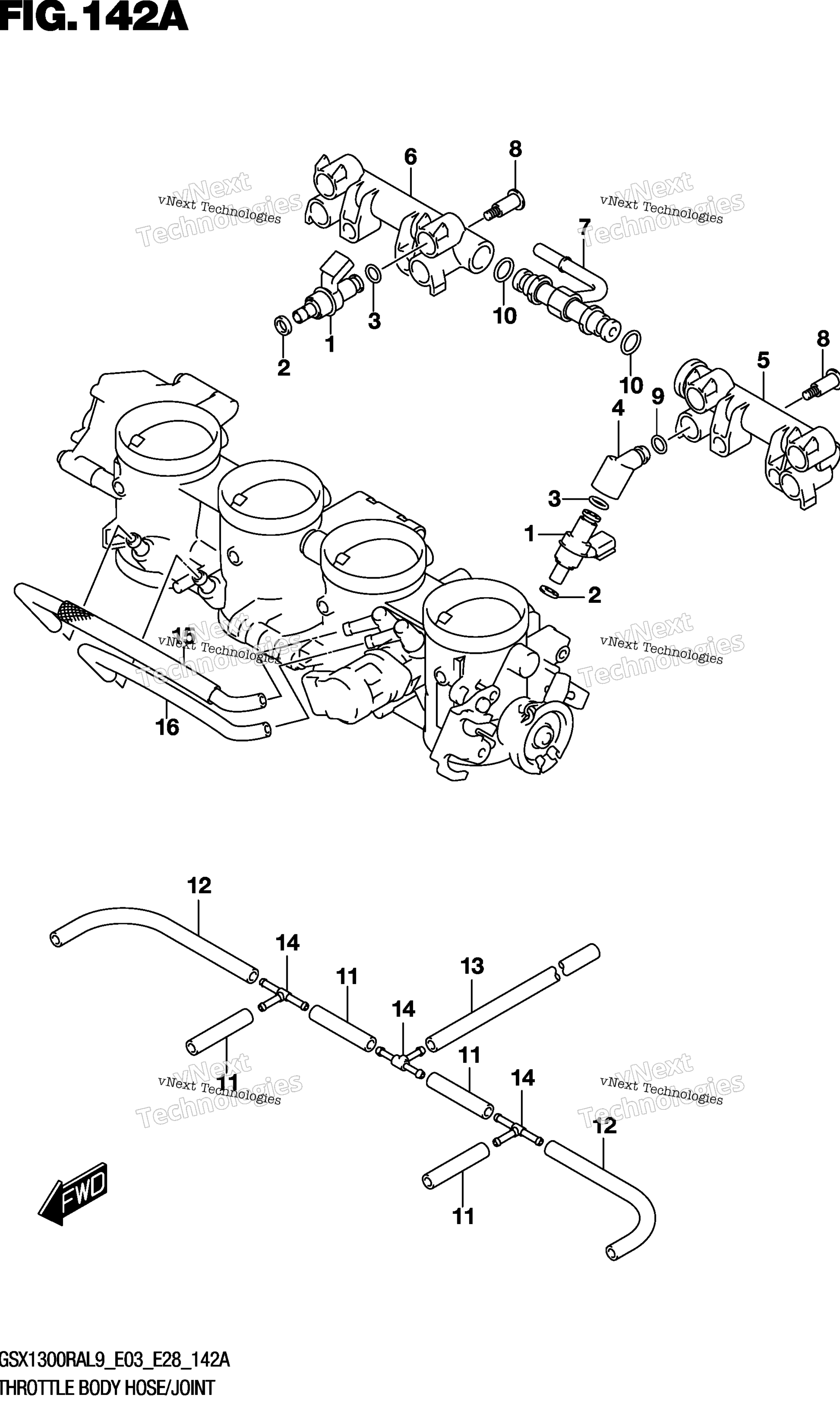 Дроссельный узел Hose/Joint (Gsx1300ral9 E03)