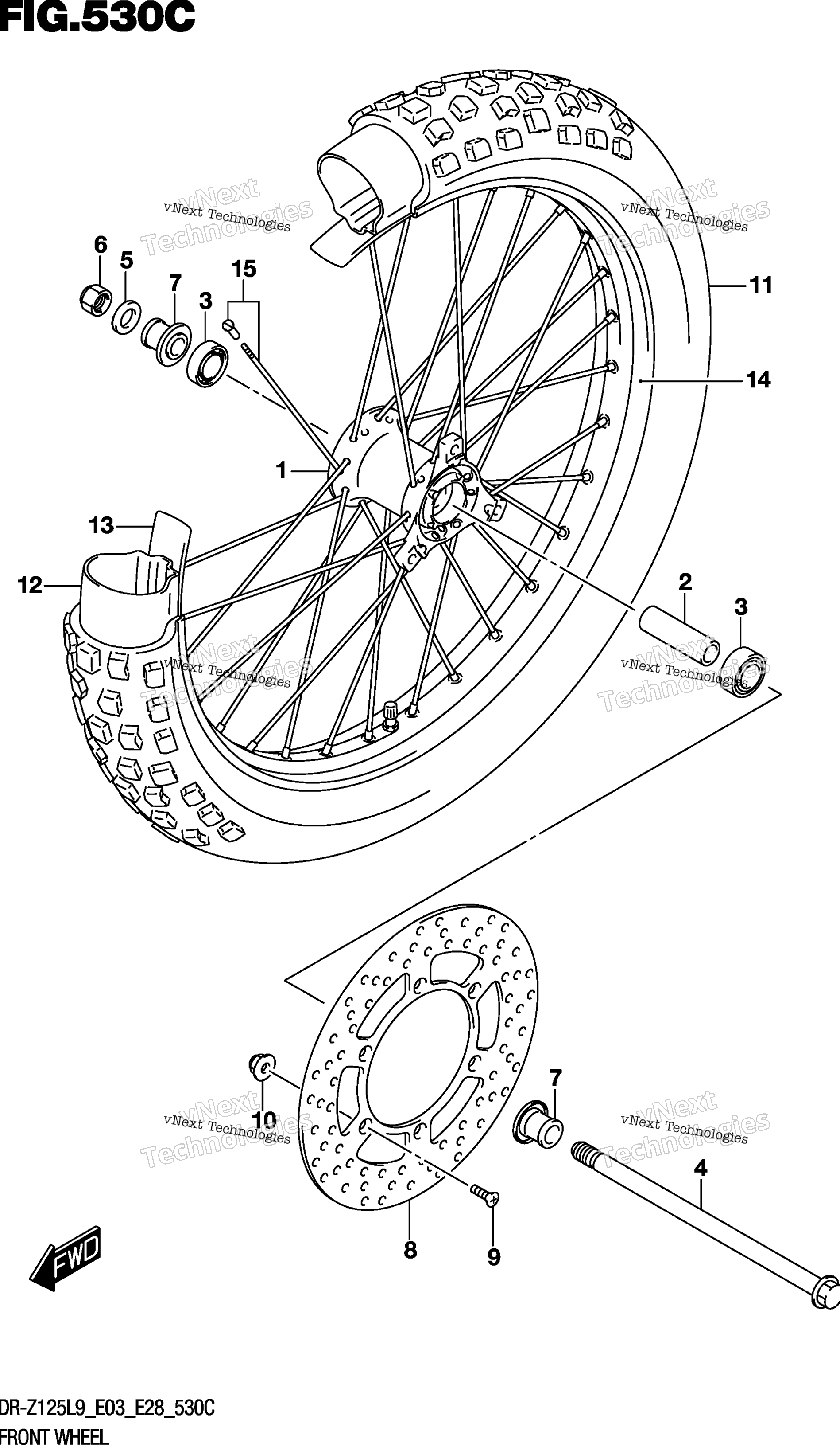 Переднее колесо (Dr-Z125ll9 E28)