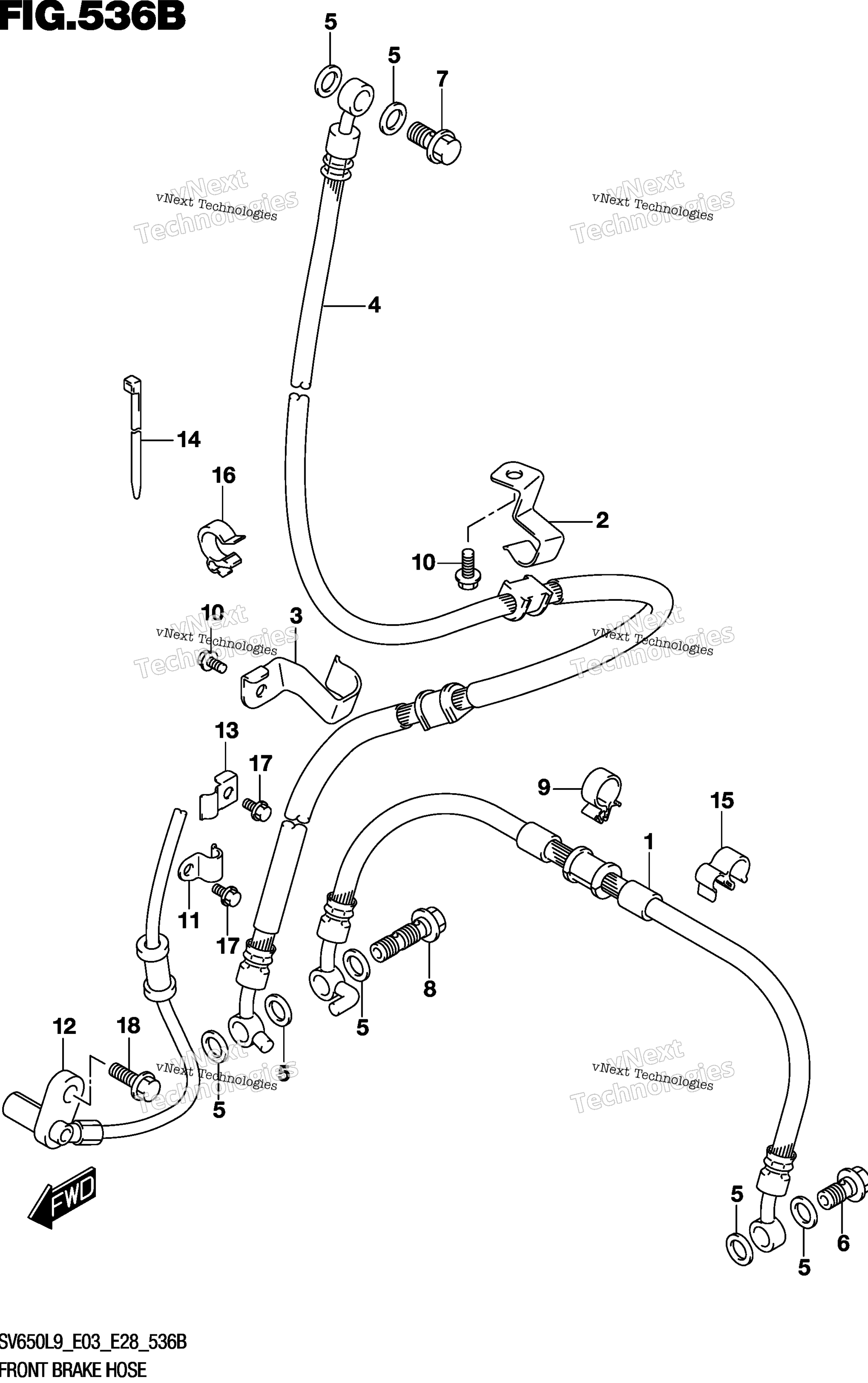 Шланг переднего тормоза (Sv650l9 E33)