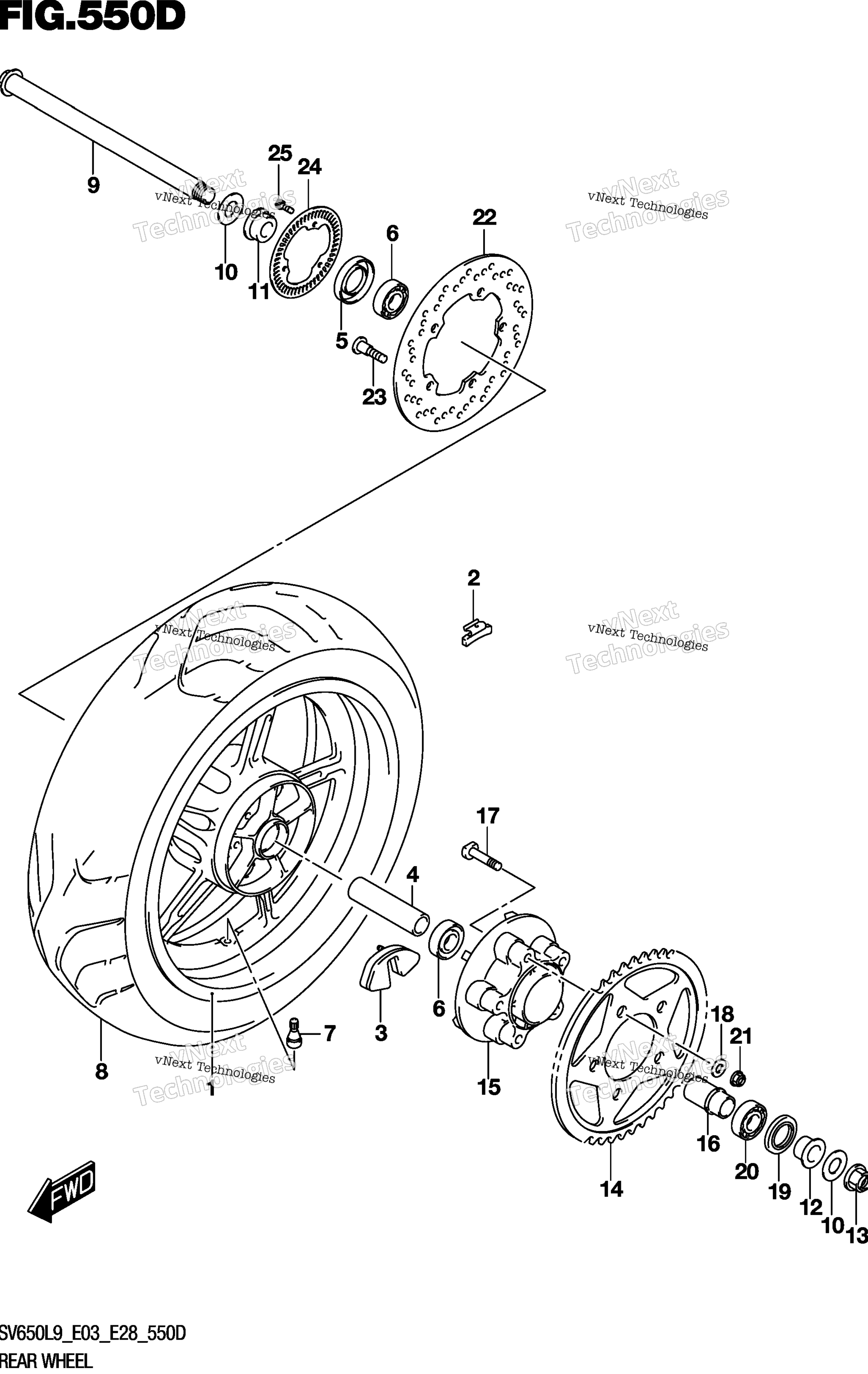 Заднее колесо (Sv650al9 E33)