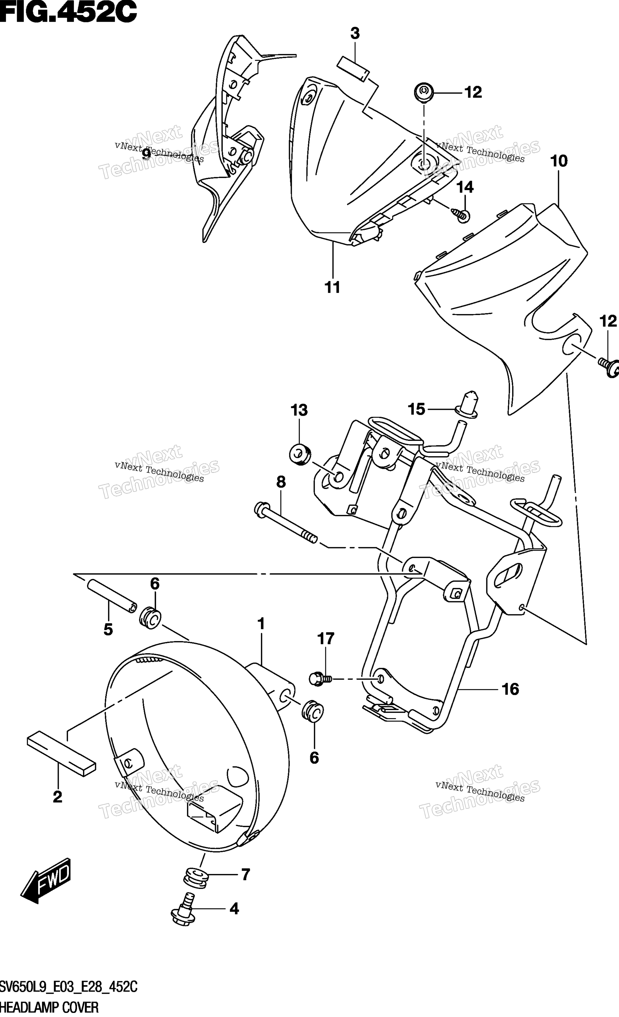 Крышка фары (Sv650al9 E28)