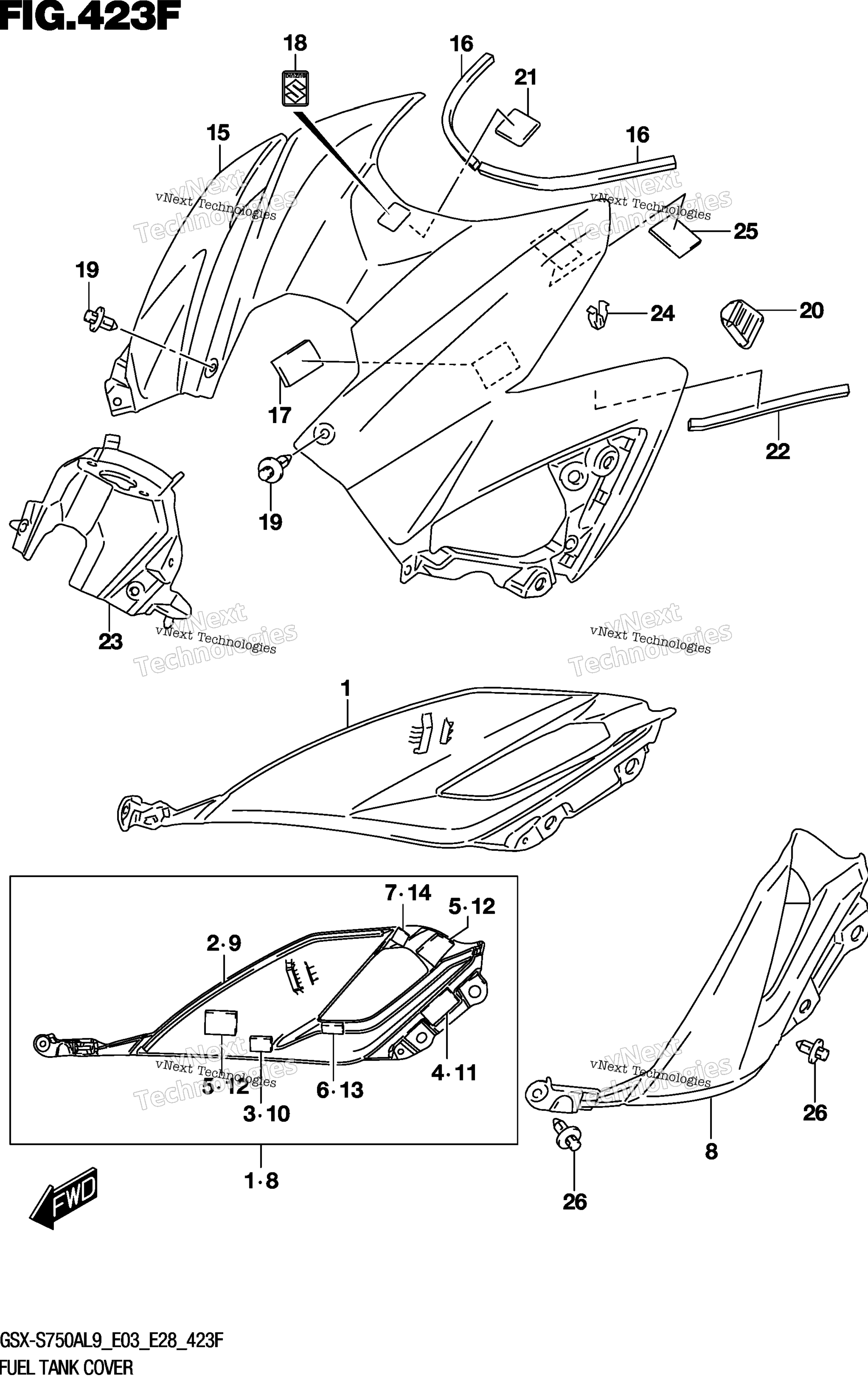 Топливный бак Cover (Gsx-S750zal9 E28)