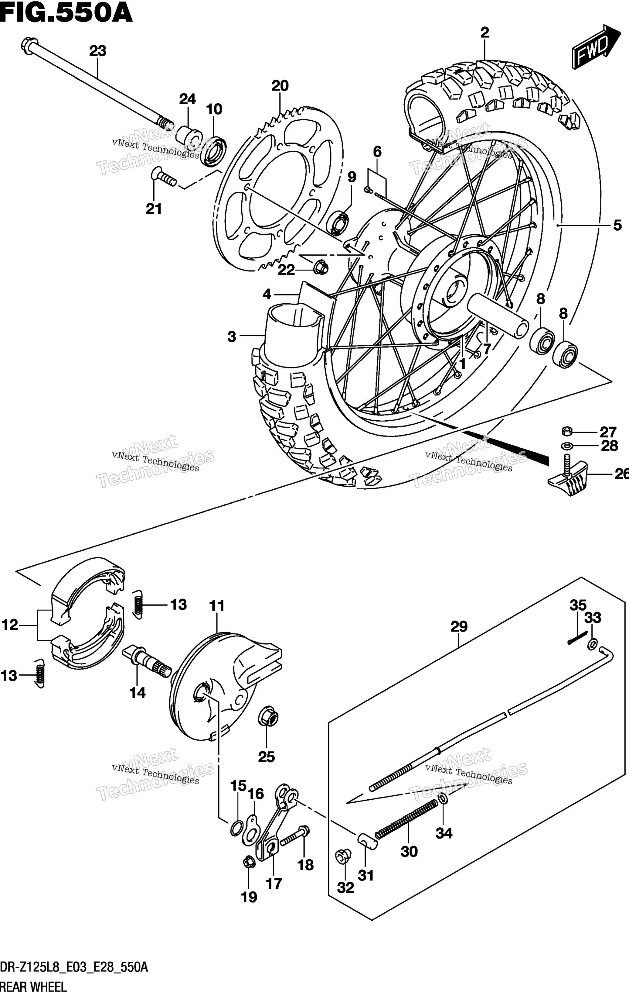 Заднее колесо (Dr-Z125l8 E28)