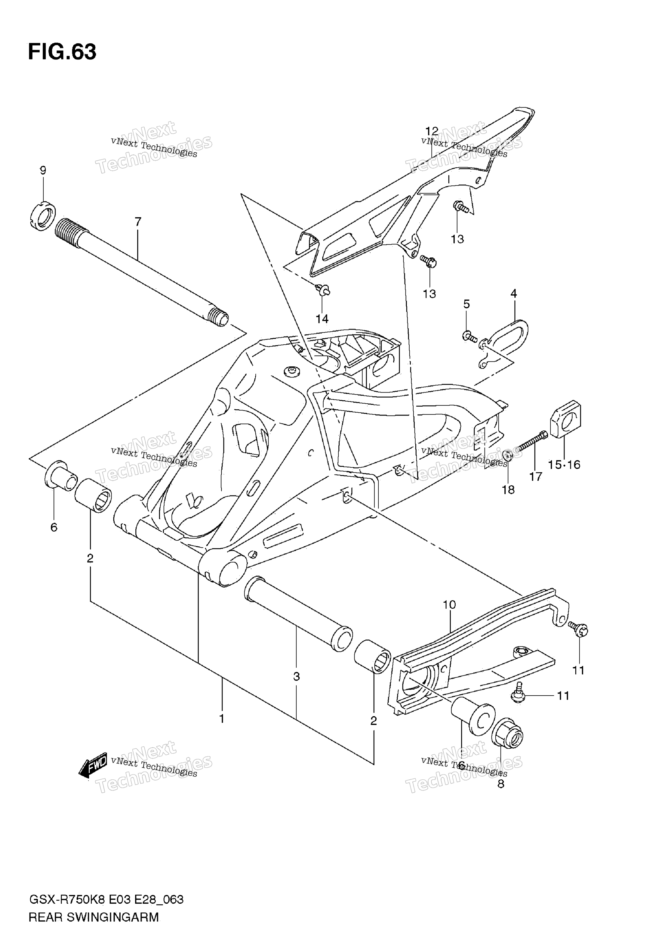 задний Swinging Arm