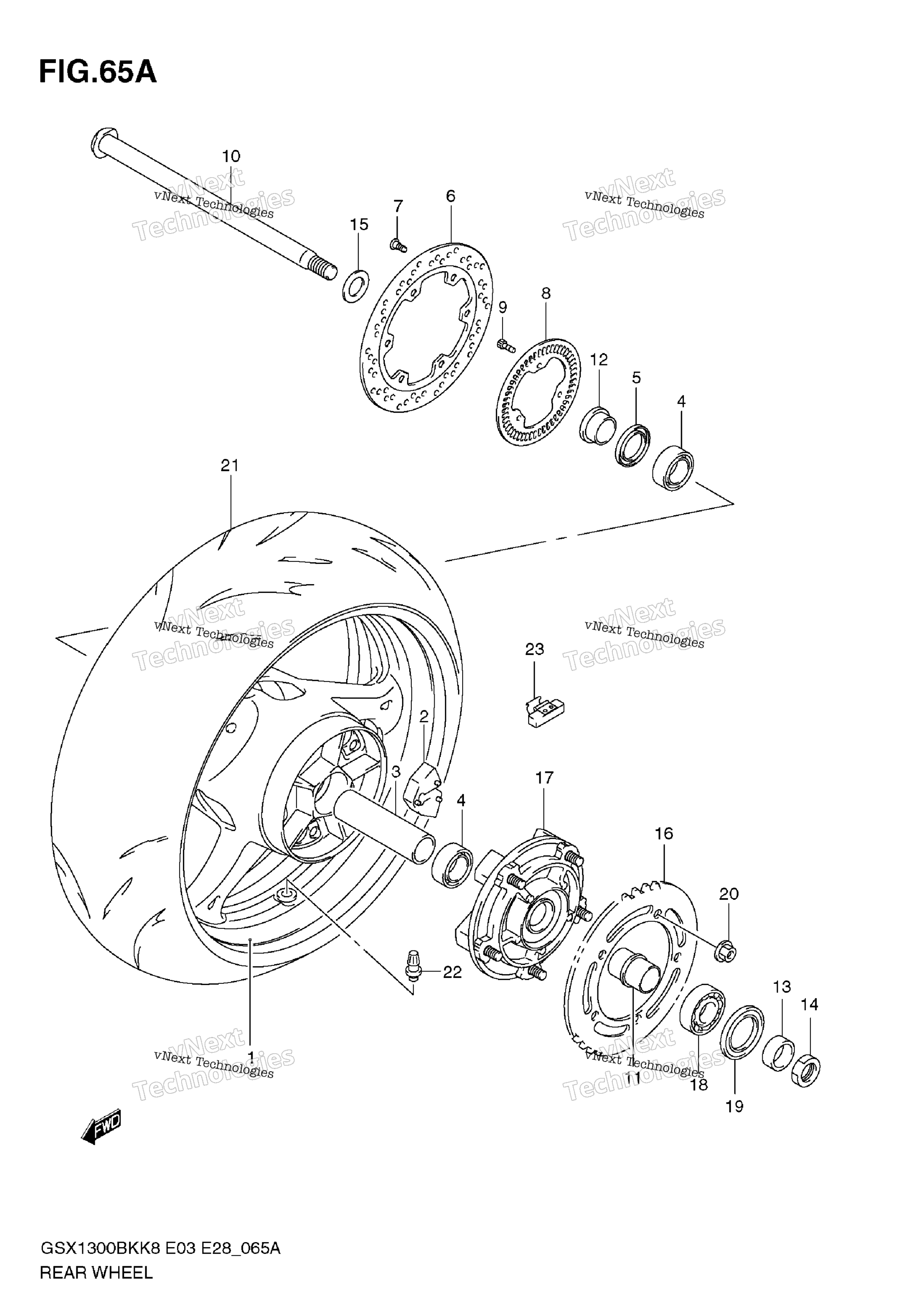 Заднее колесо (Gsx1300bkak8/Ak9)