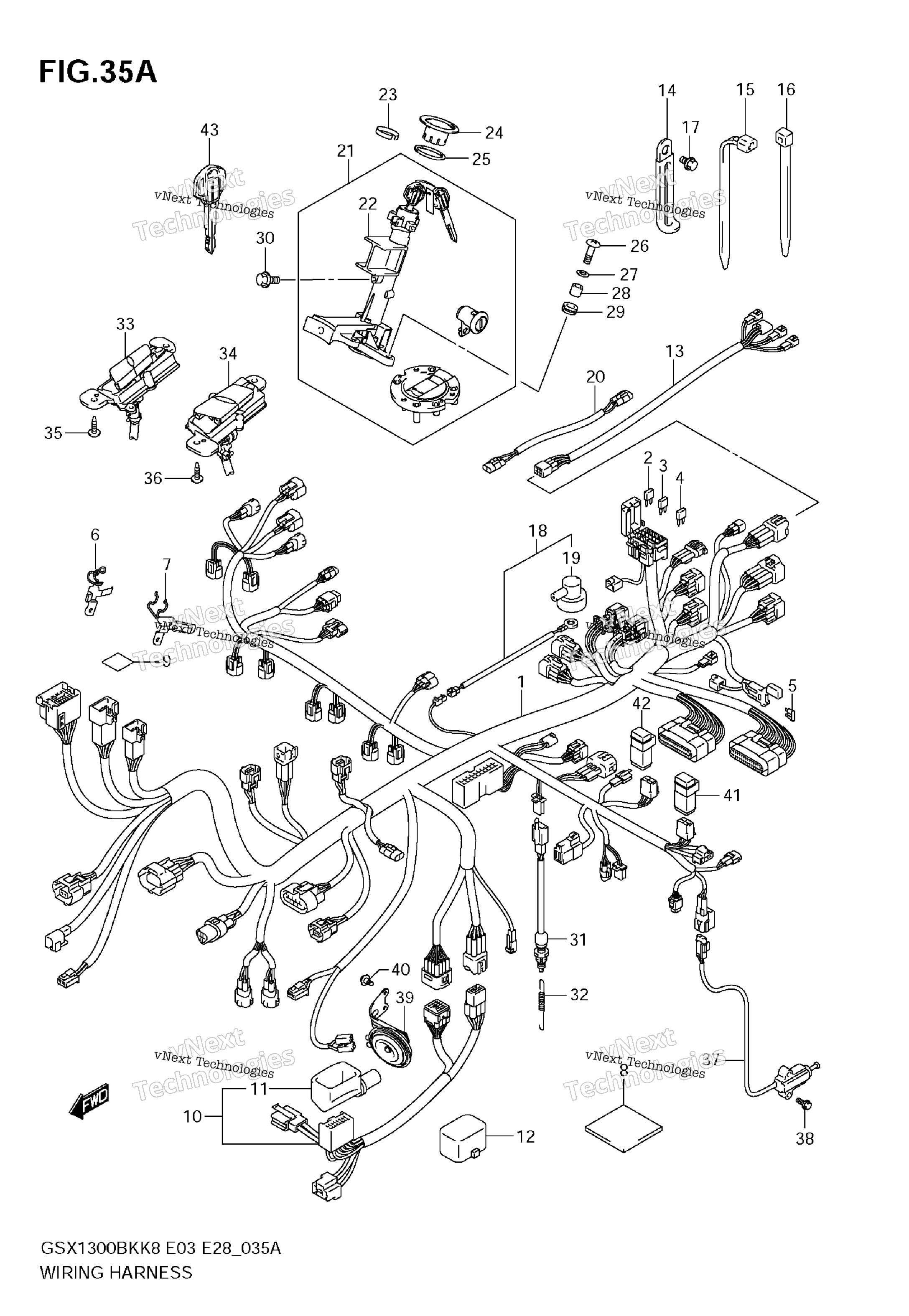 Жгут проводов (Gsx1300bkak8/Ak9 E33)