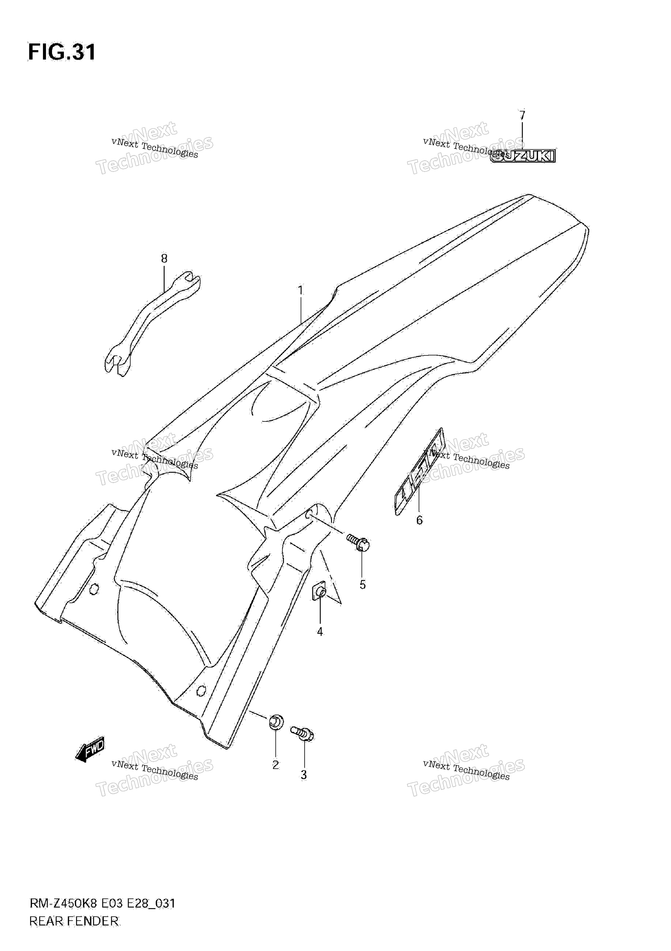 Заднее крыло (Rm-Z450 K8/K9/L0)