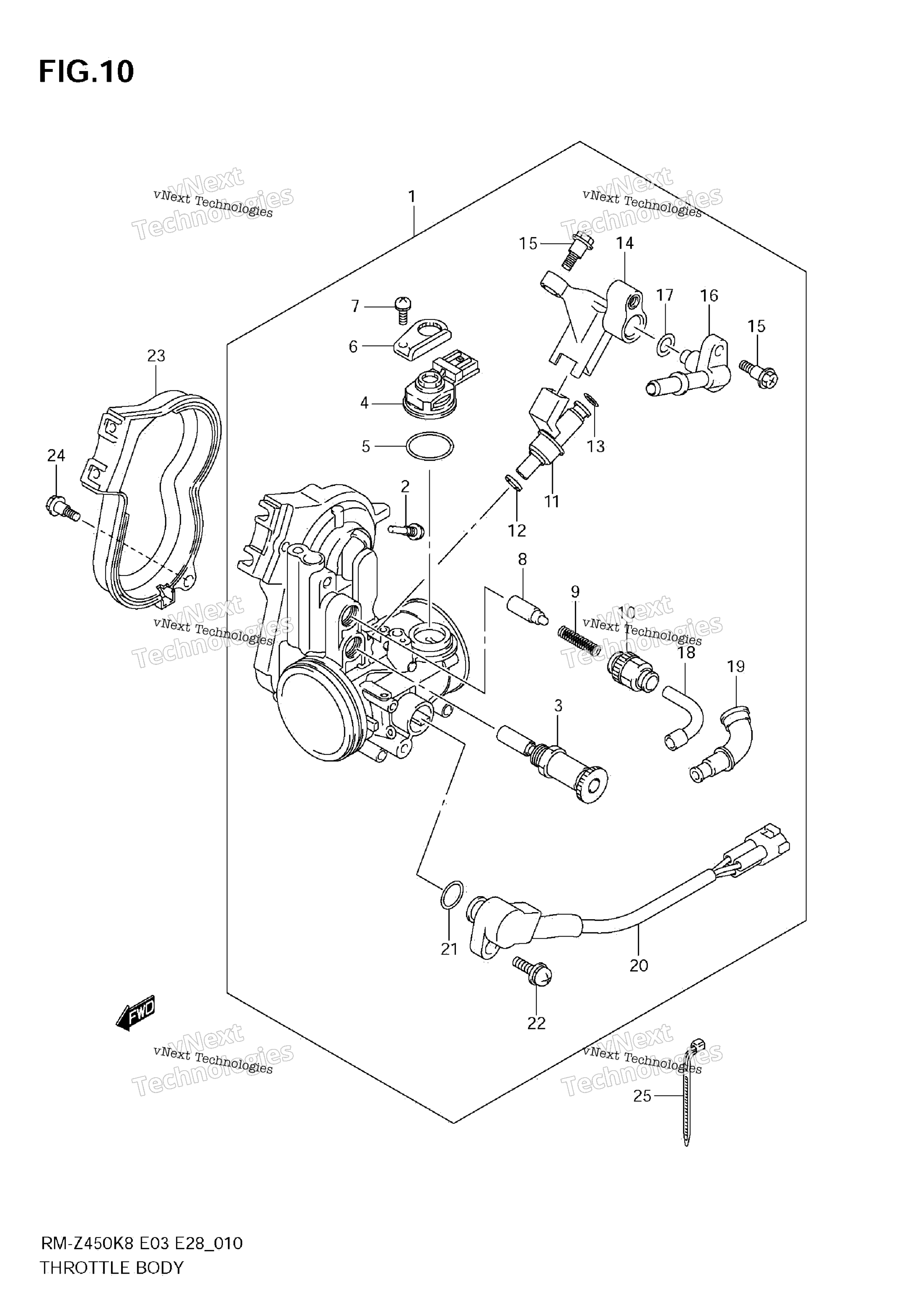 Дроссельный узел (Rm-Z450 K8/K9/L0)