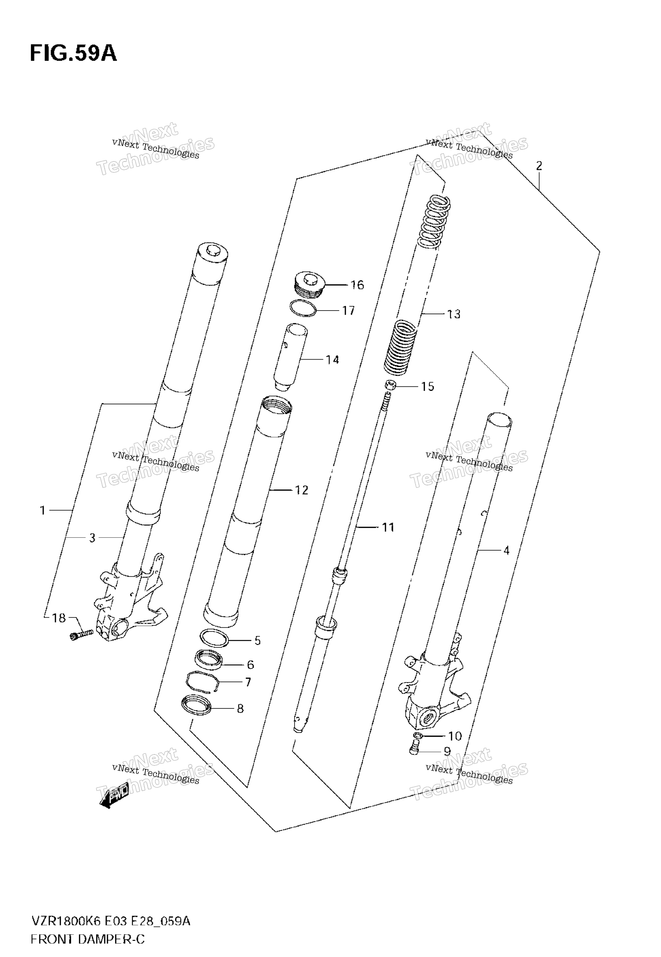 Передний амортизатор (Vzr1800zk7/K8/Nk8/Zk8/K9/Nk9)