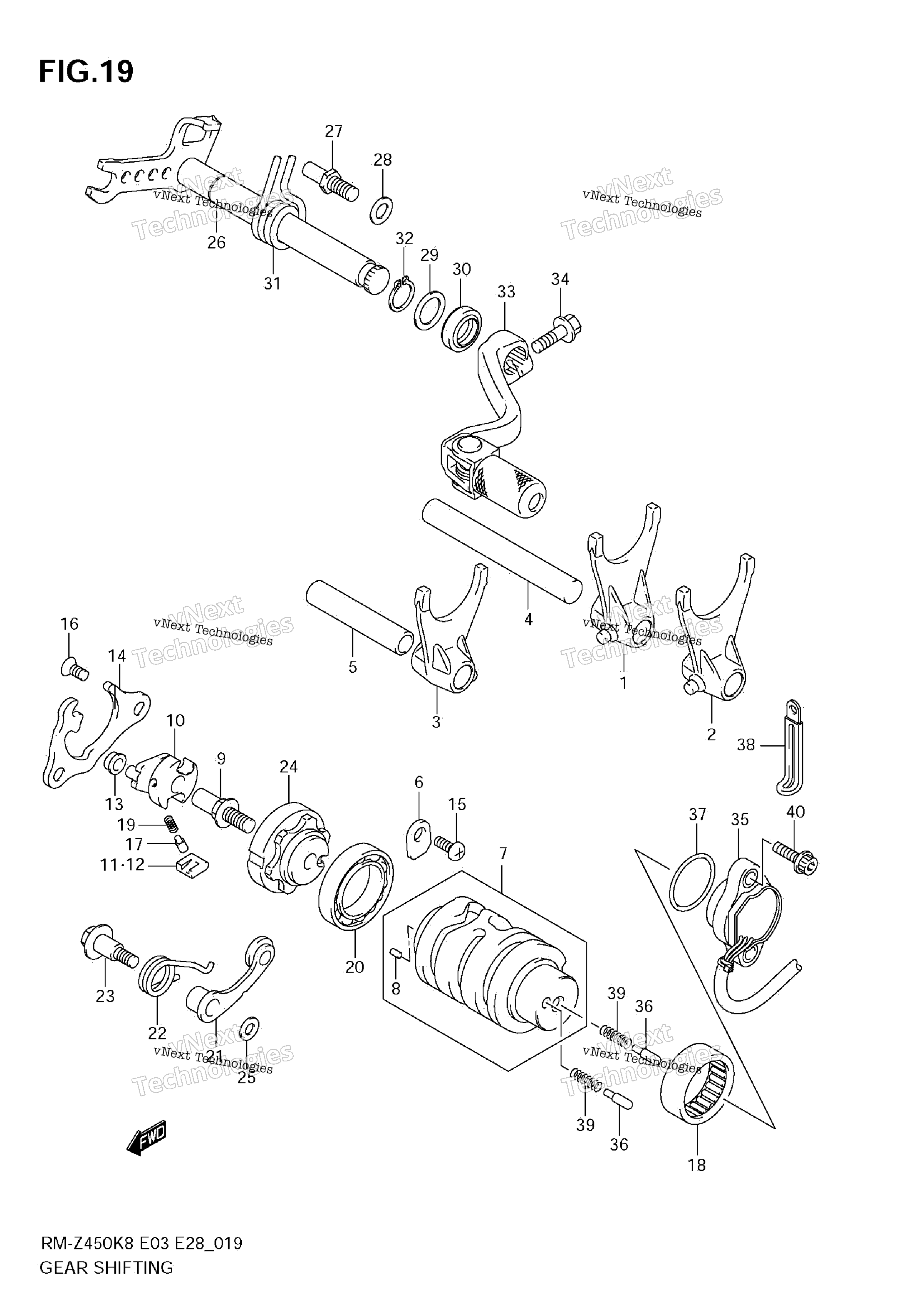 передача Shifting (Rm Z450 K8 / K9 / L0)