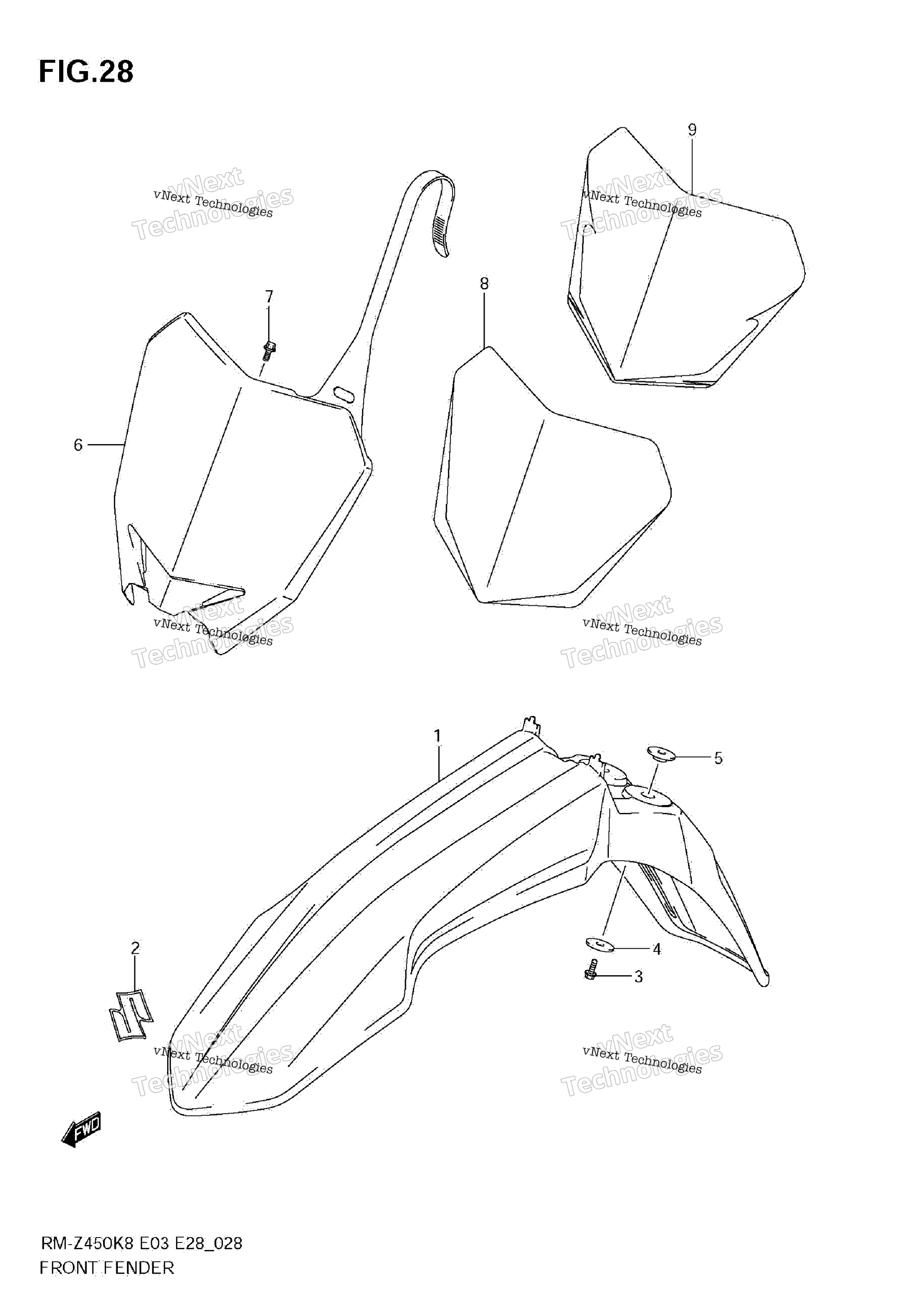 Переднее крыло (Rm-Z450 K8/K9/L0)