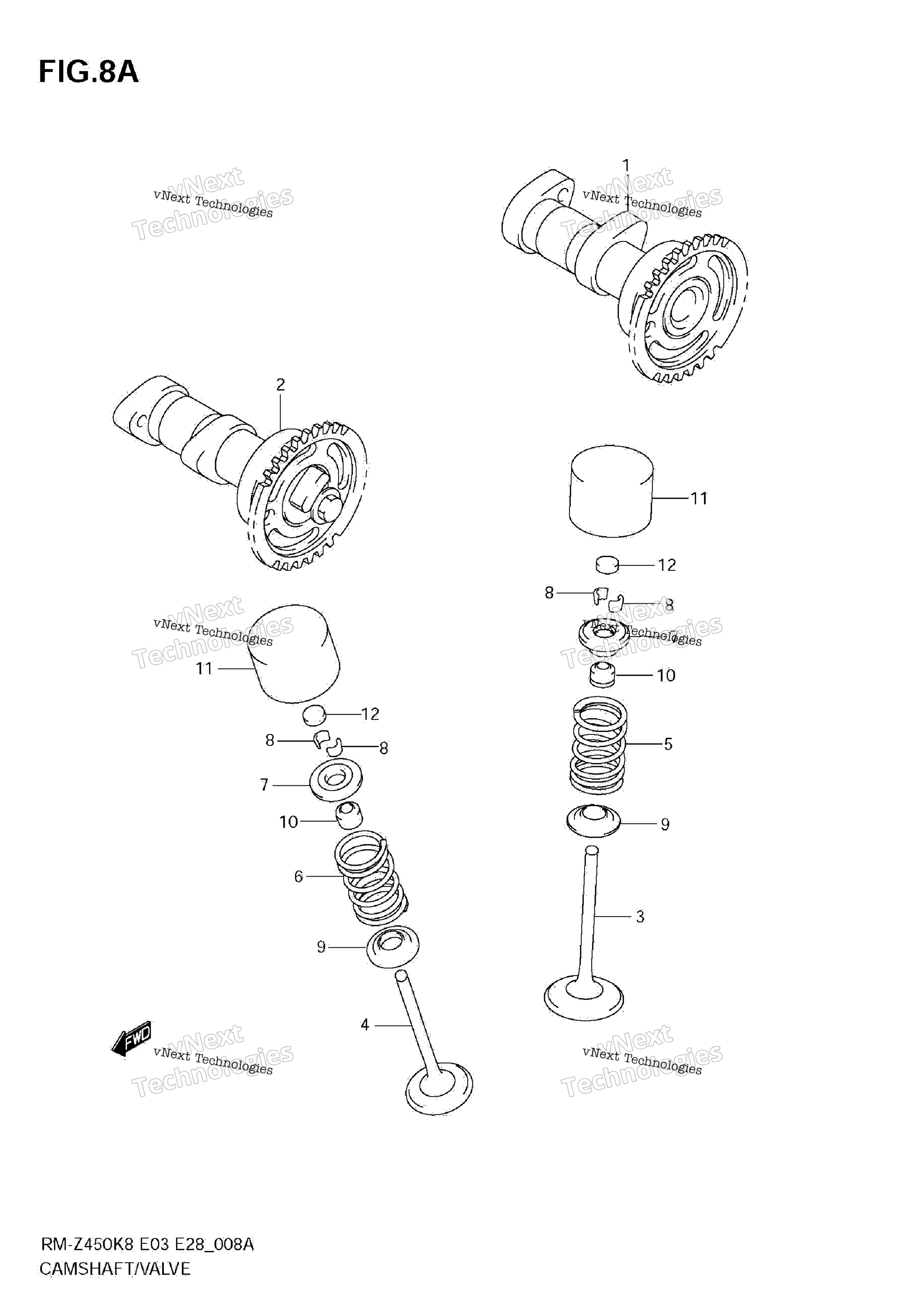 Camshaft клапан (Rm Z450 L1)