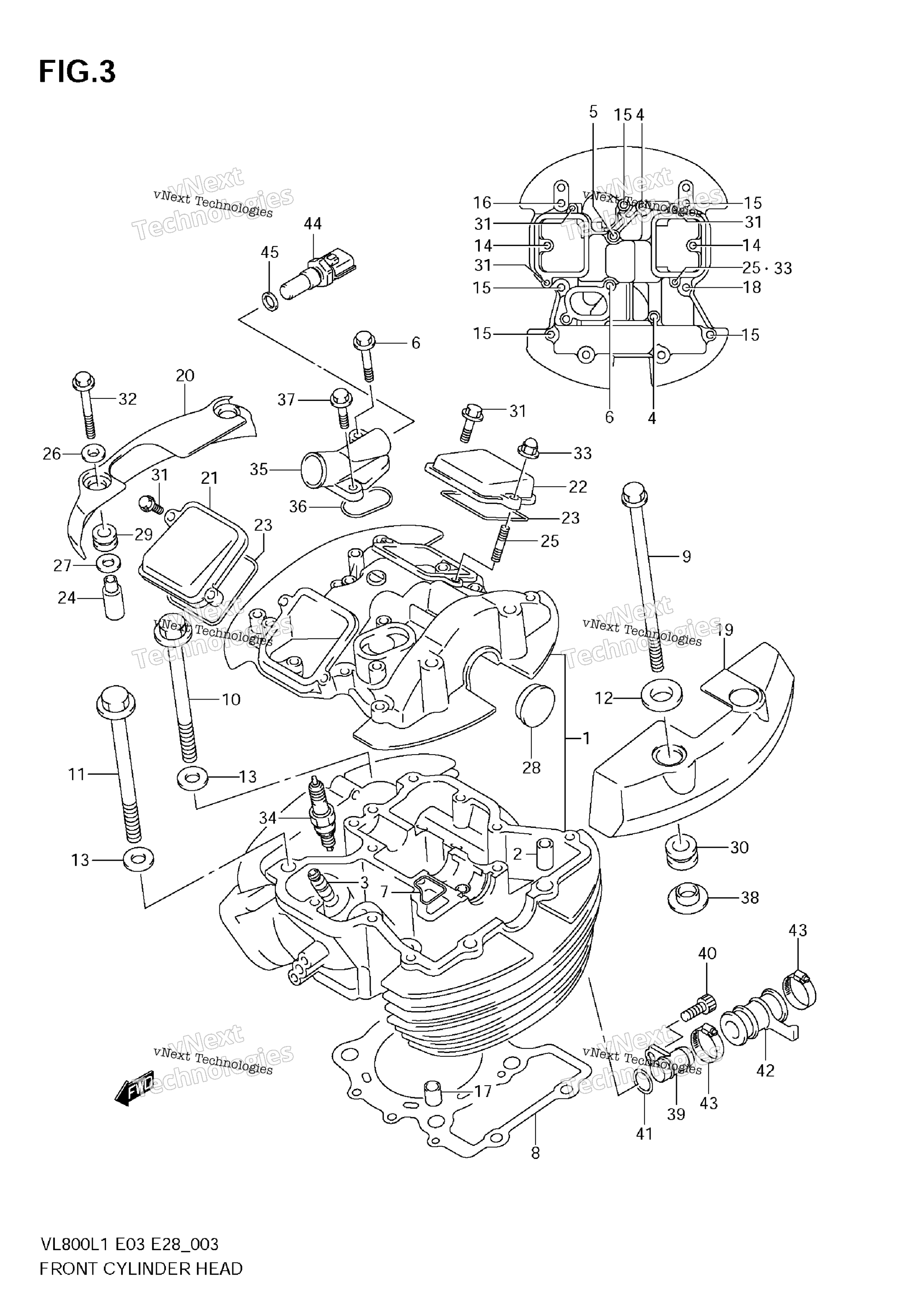 Передняя часть Cylinder Head (Vl800 E28)