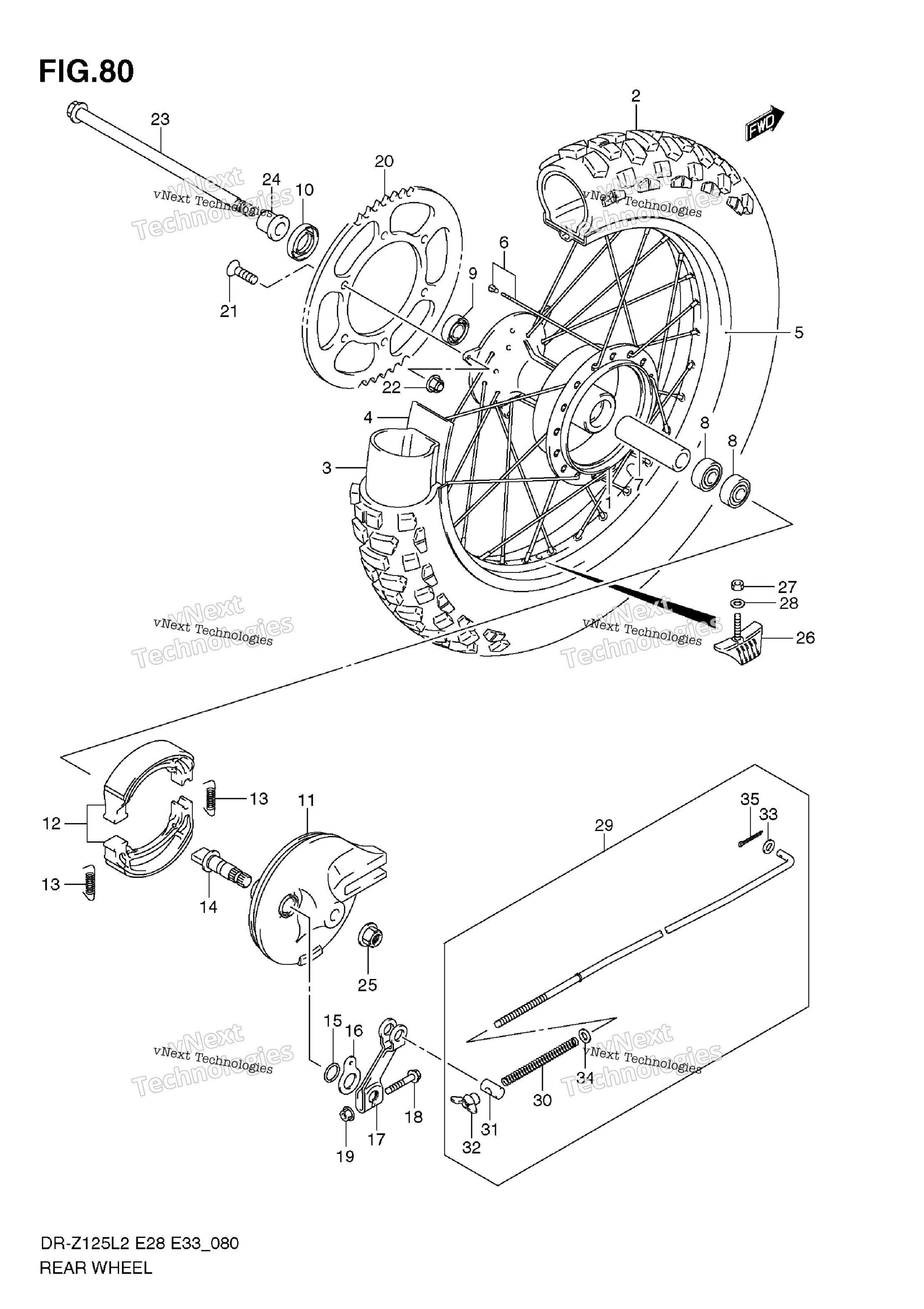 Заднее колесо (Dr-Z125 E33)