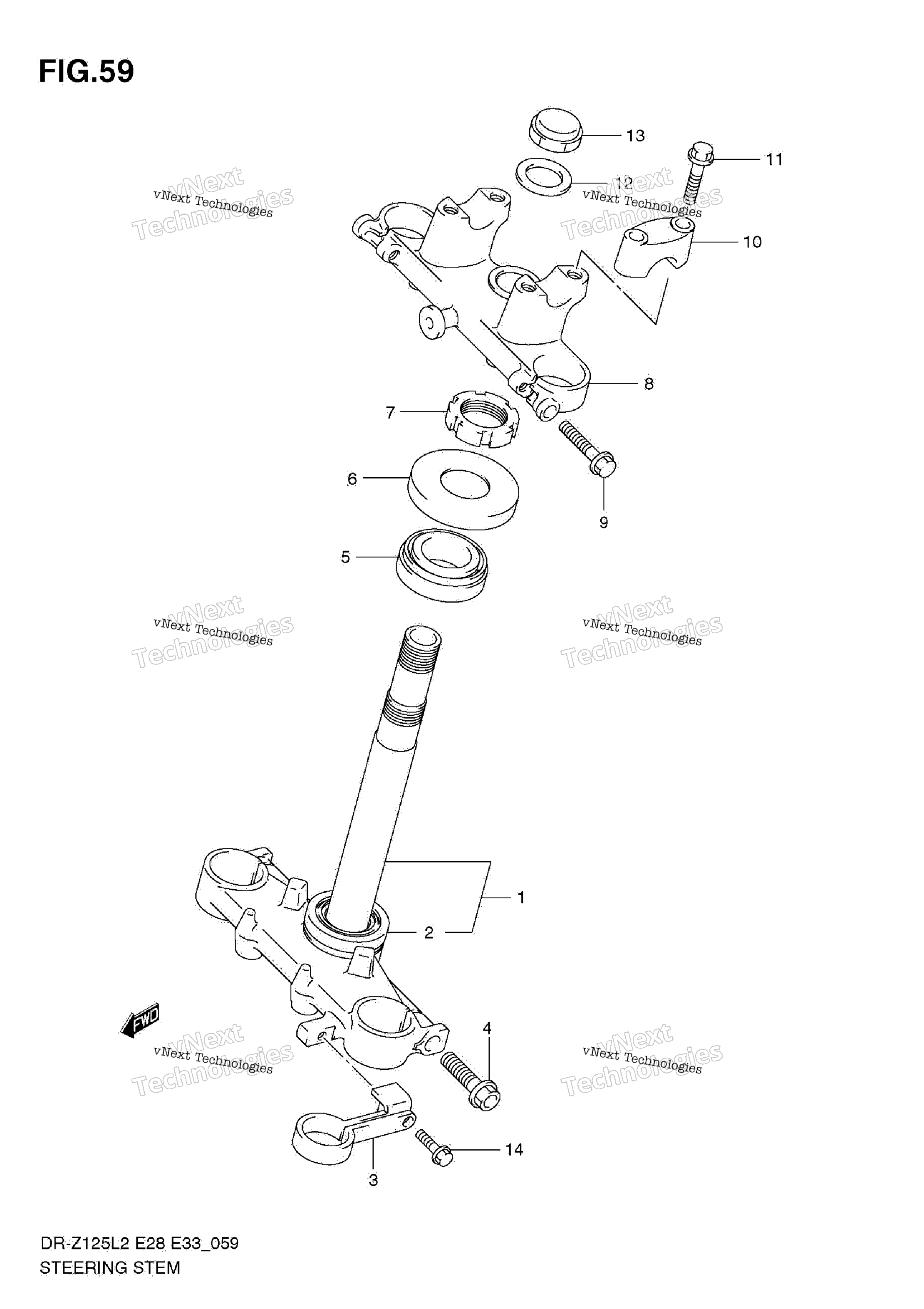 Рулевая колонка (Dr-Z125 E33)