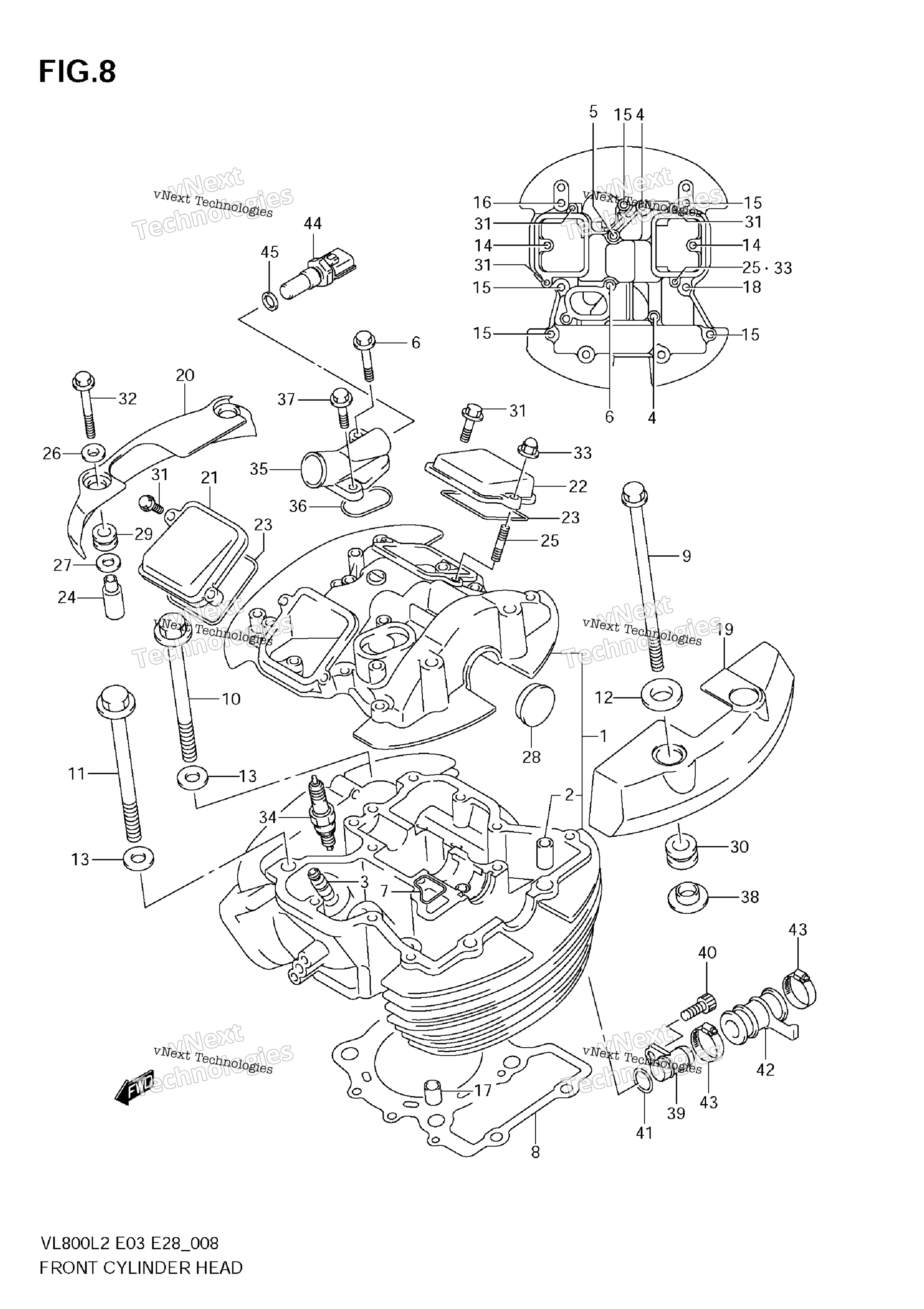 Передняя часть Cylinder Head (Vl800t E03)