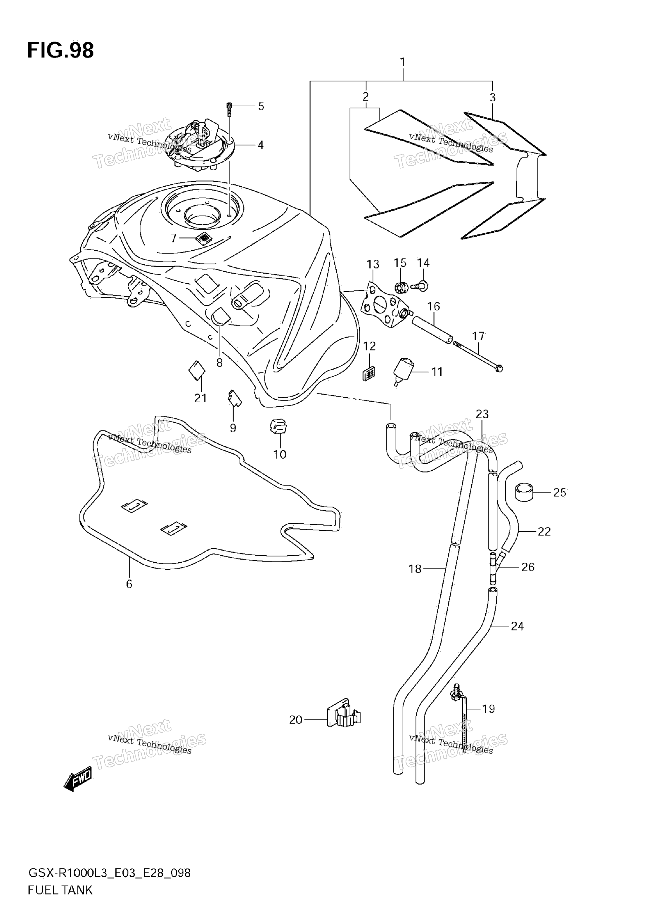 Топливный бак (Gsx-R1000zl3 E28)