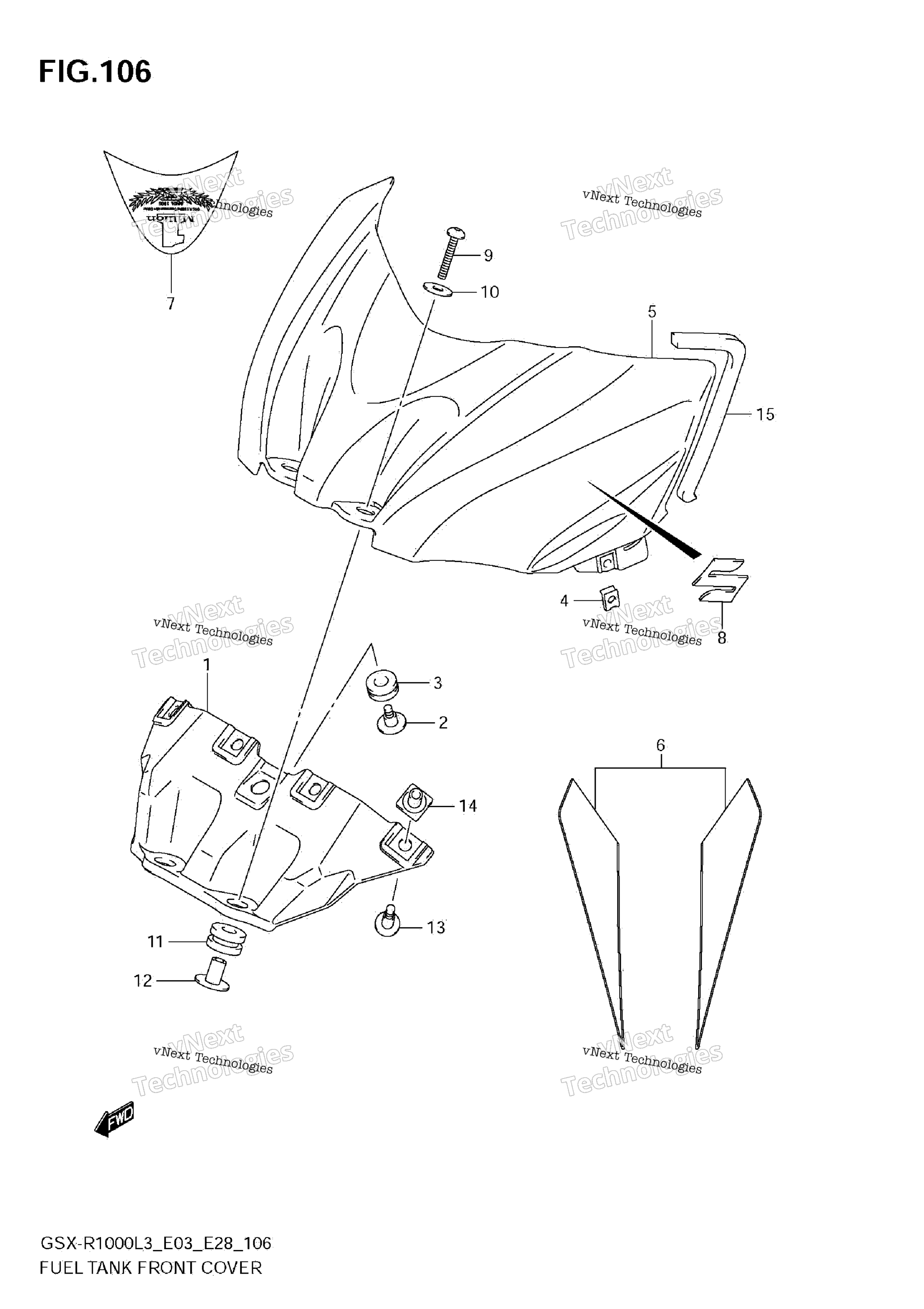 Топливный бак Front Cover (Gsx-R1000zl3 E28)