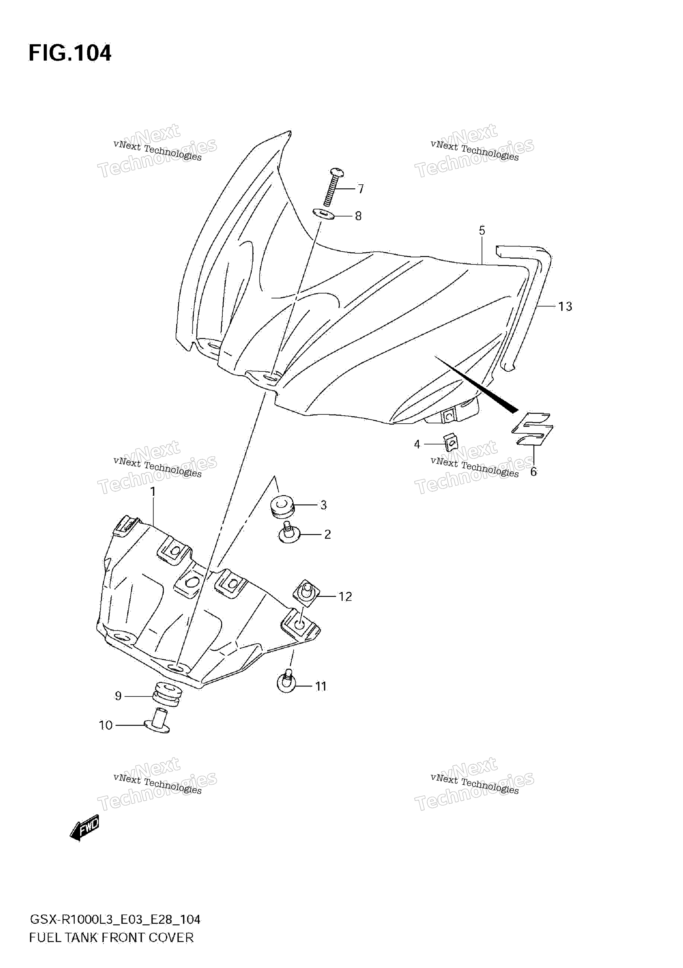Топливный бак Front Cover (Gsx-R1000l3 E33)