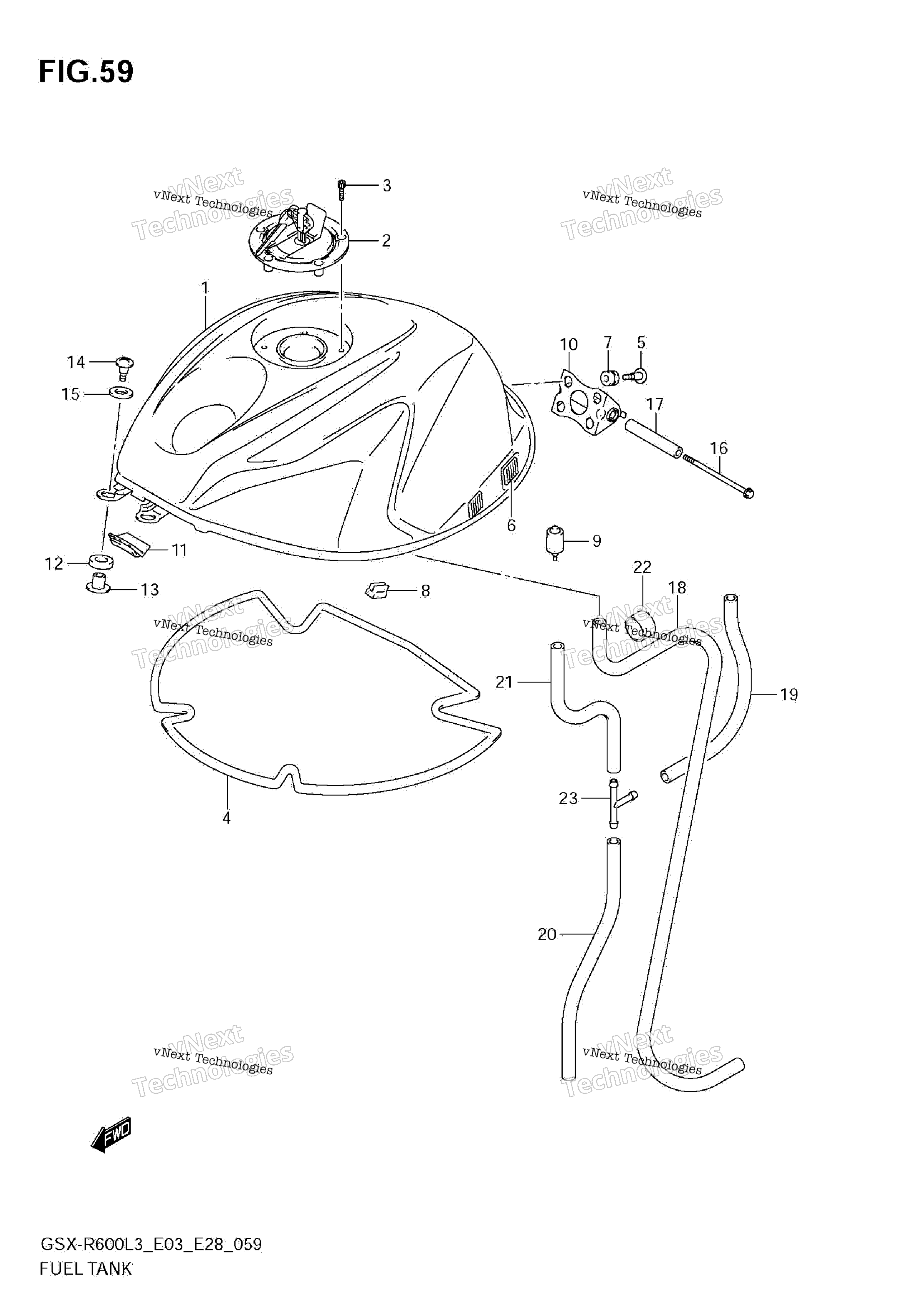 Топливный бак (Gsx-R600l3 E28)