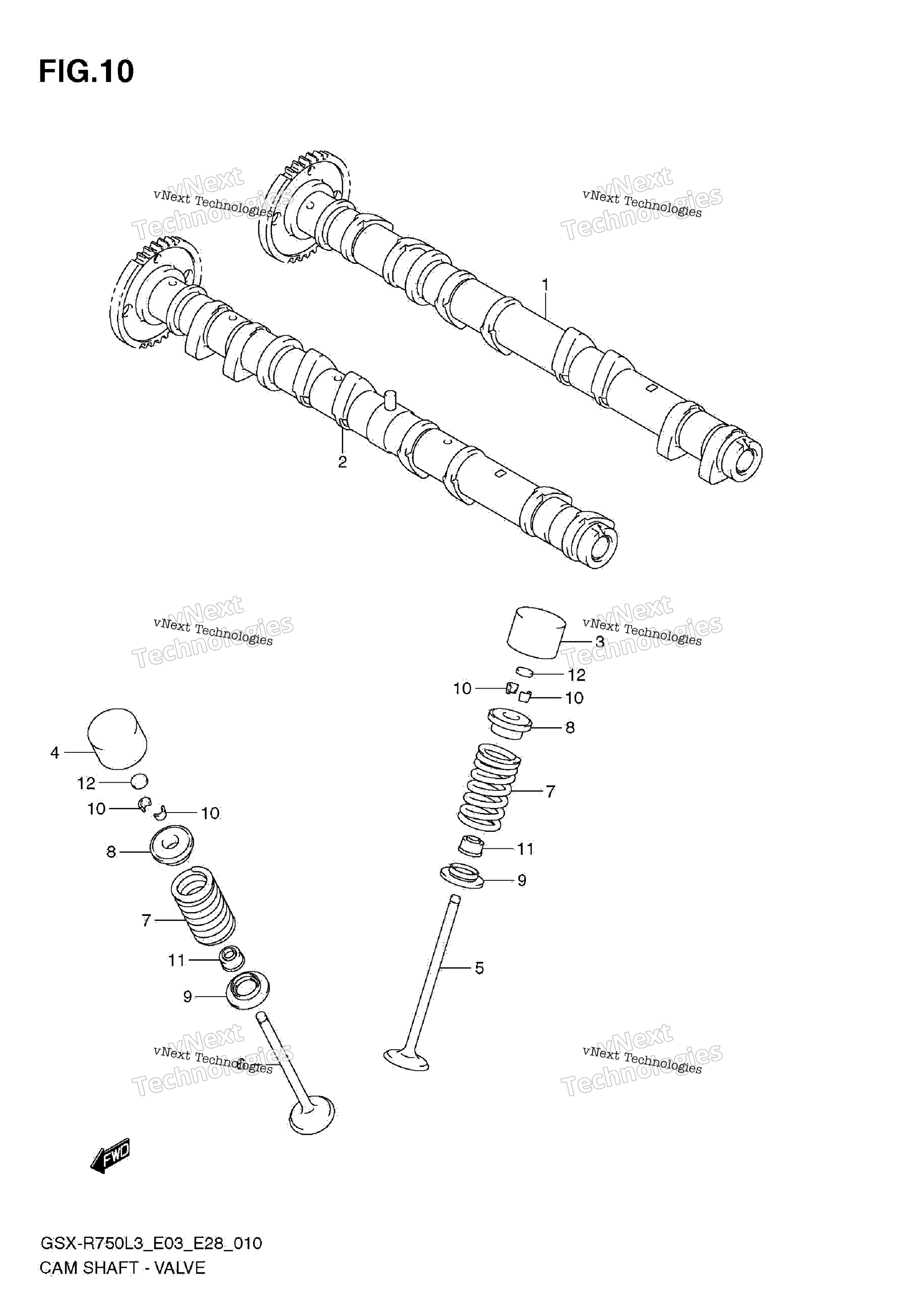 кулачок Shaft клапан