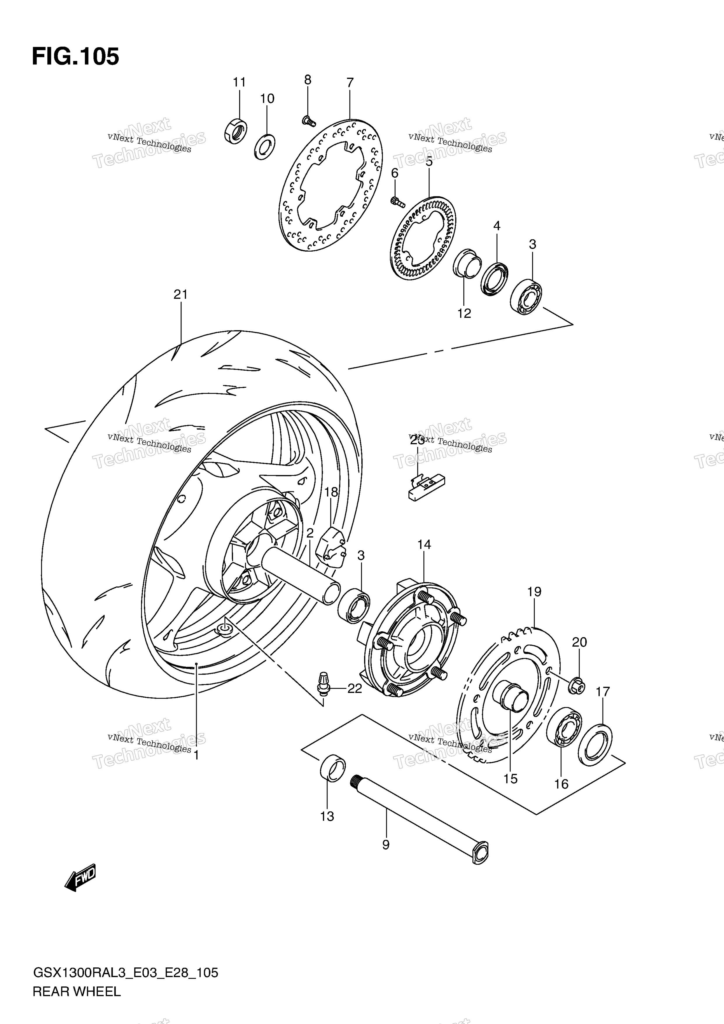Заднее колесо (Gsx1300ral3 E28)