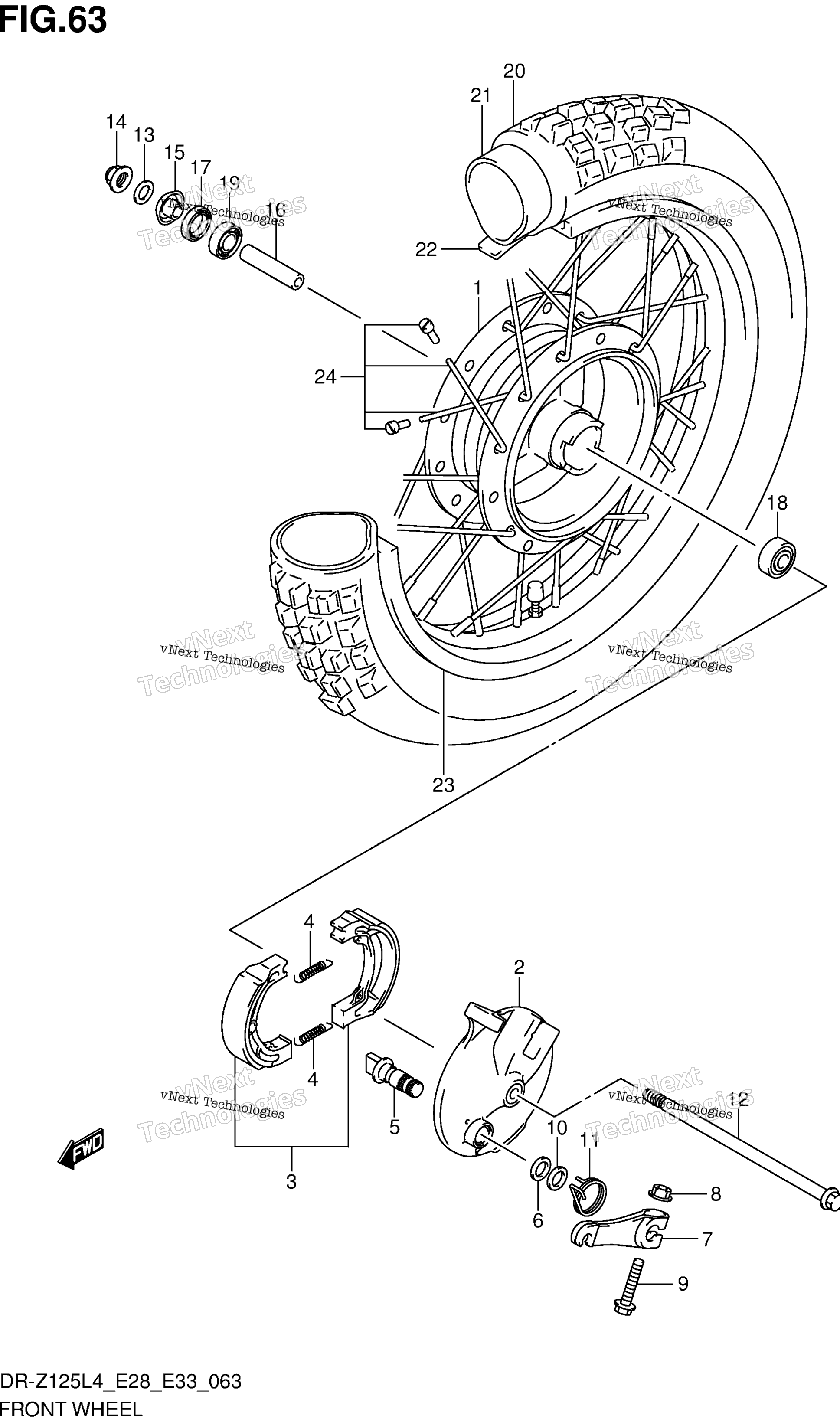 Переднее колесо (Dr-Z125l4 E33)