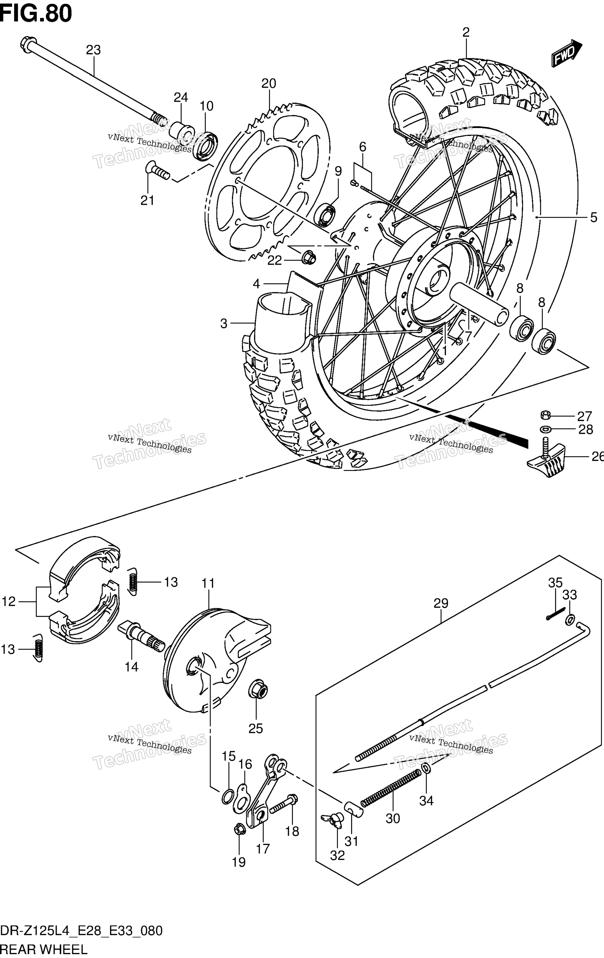 Заднее колесо (Dr-Z125l4 E33)
