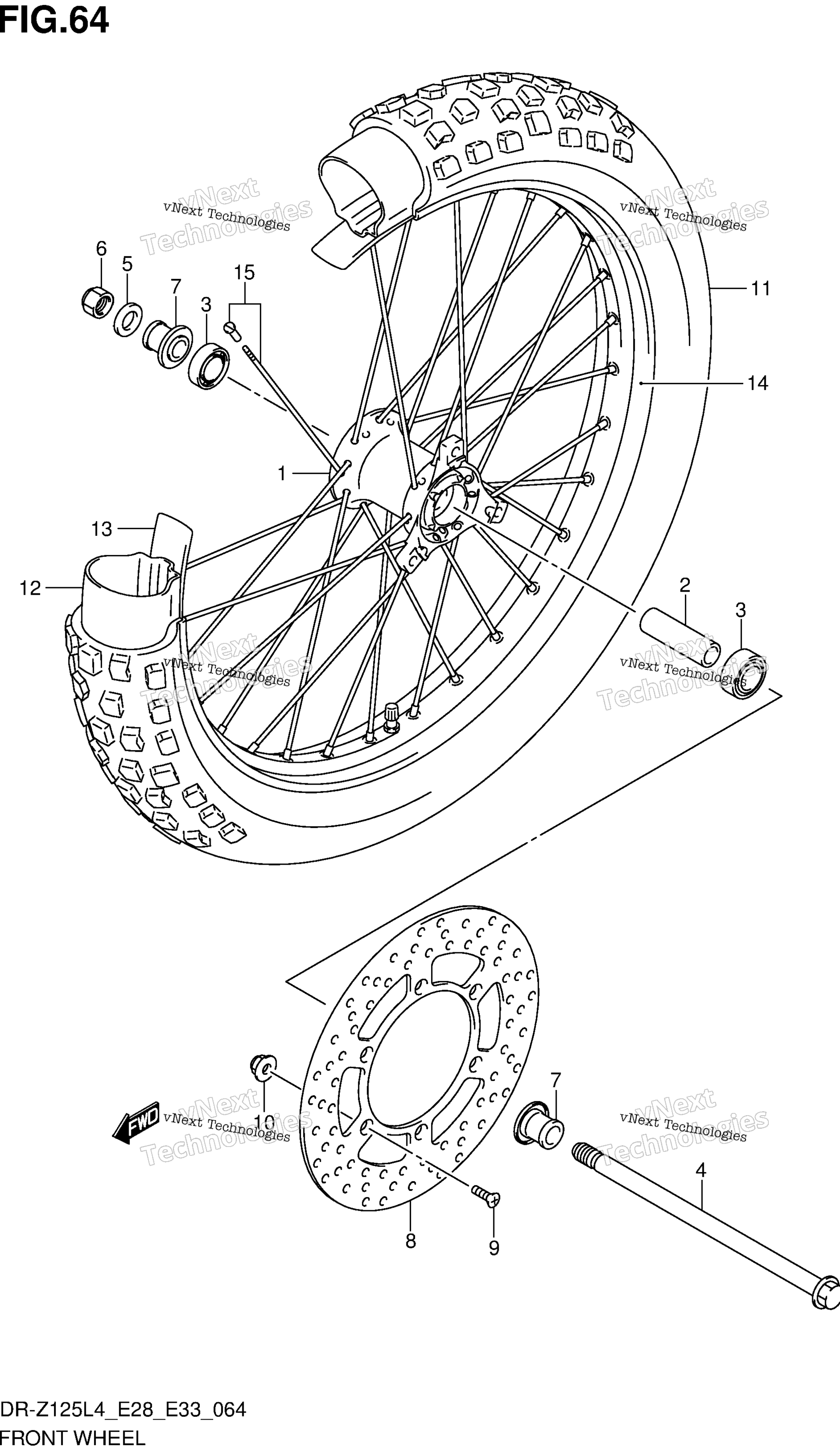 Переднее колесо (Dr-Z125ll4 E28)