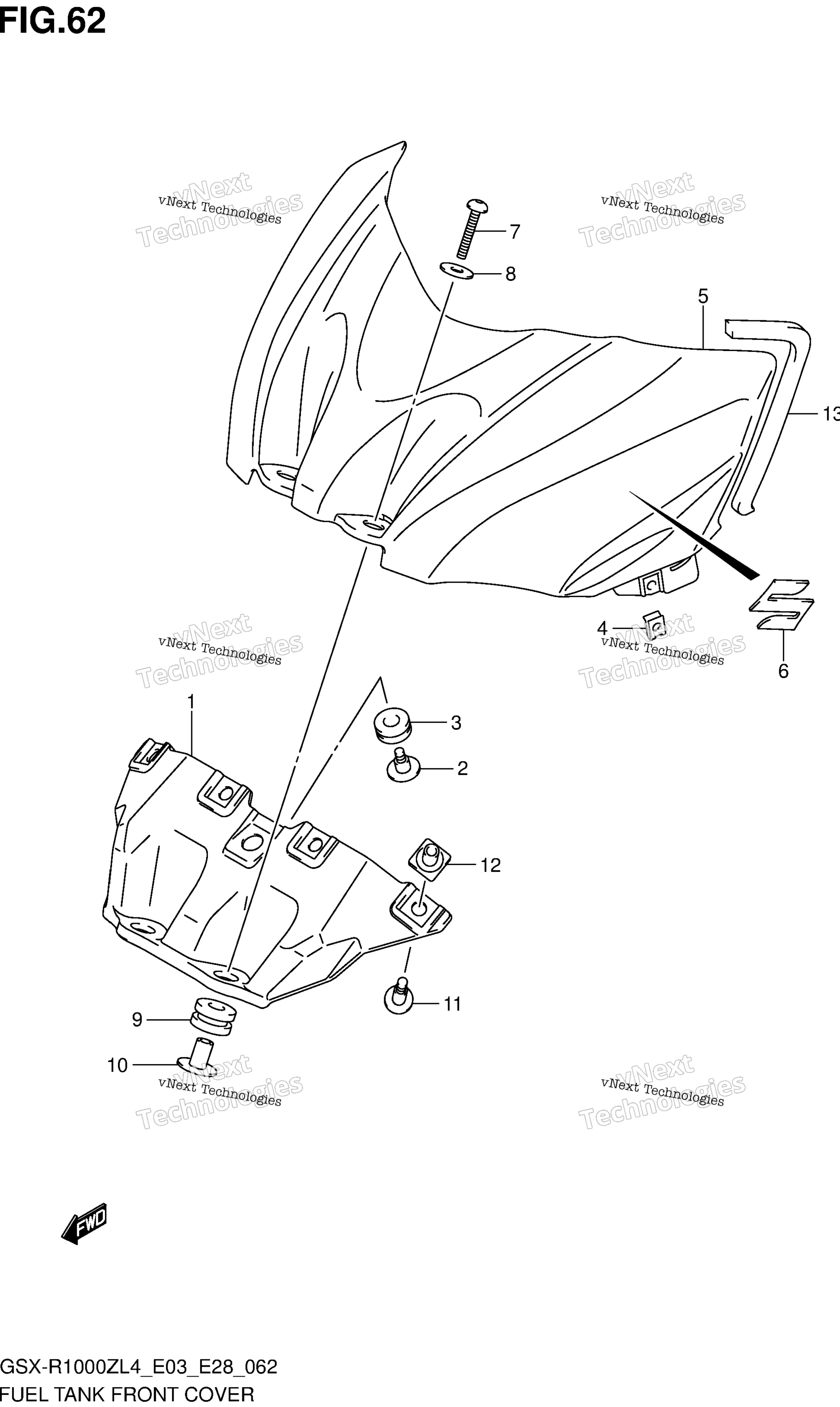 Топливный бак Front Cover (Gsx-R1000zl4 E28)