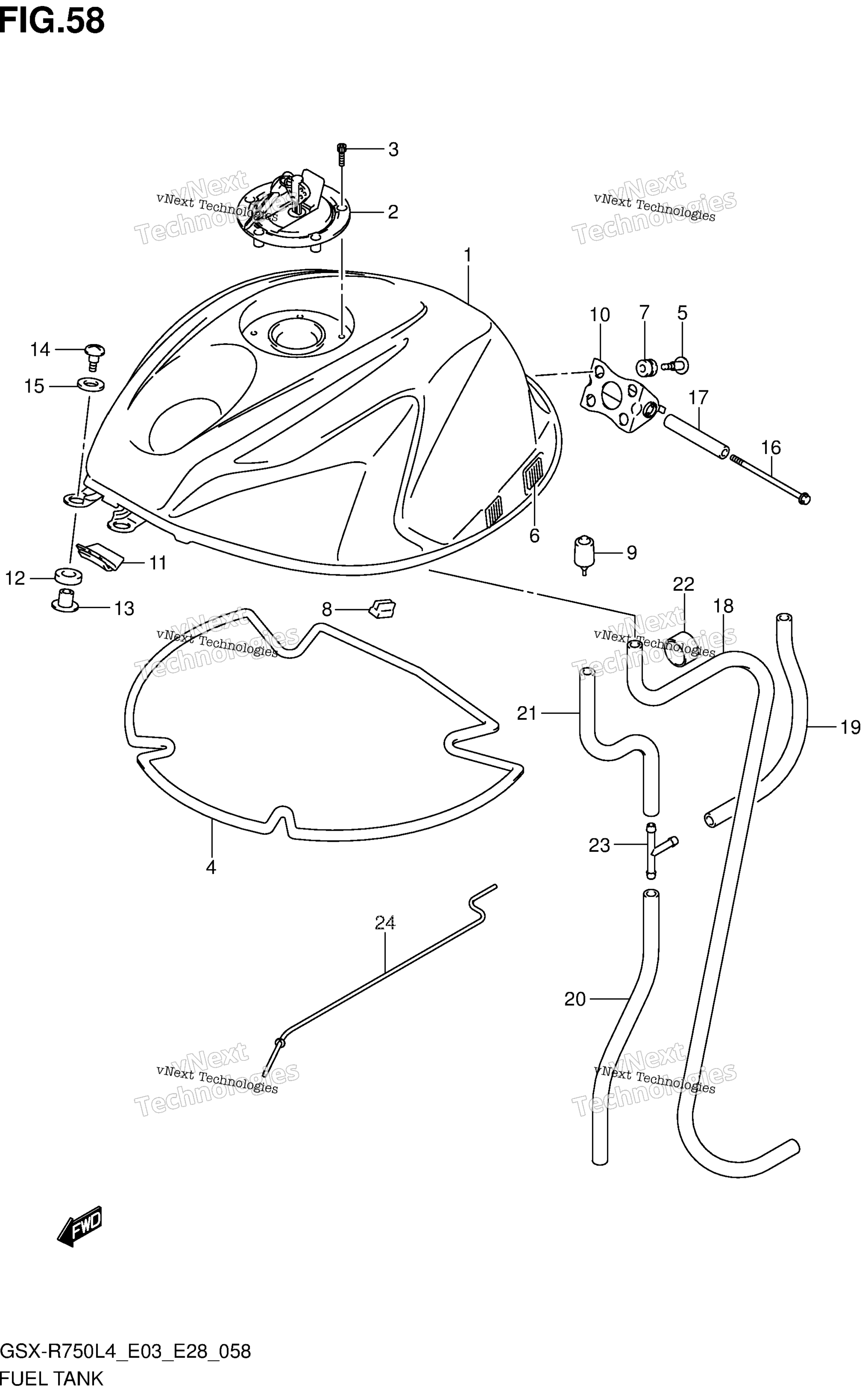 Топливный бак (Gsx-R750l4 E28)