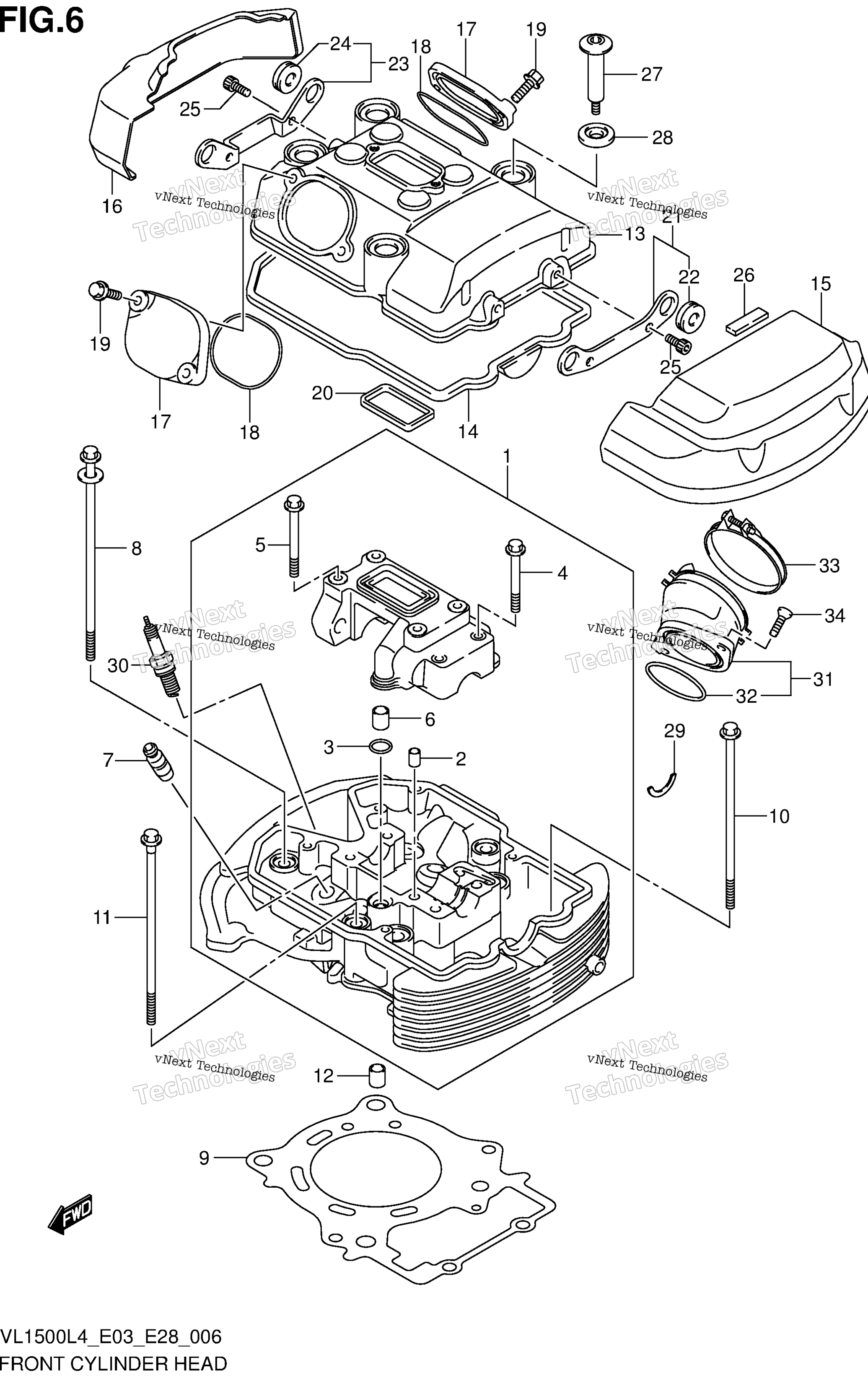 Передняя часть Cylinder Head (Vl1500bl4 E28)
