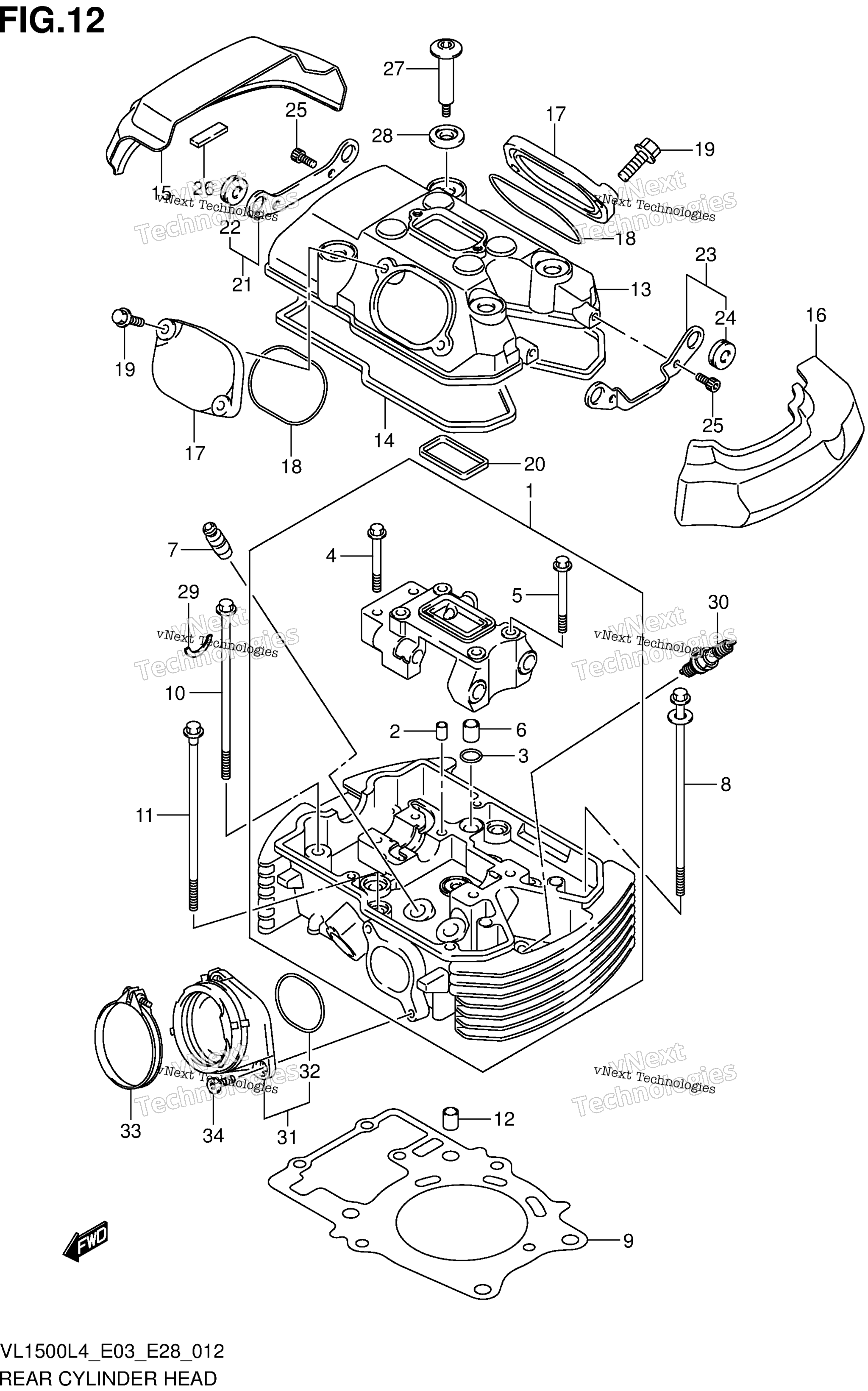 задний цилиндр головка (Vl1500bl4 E28)