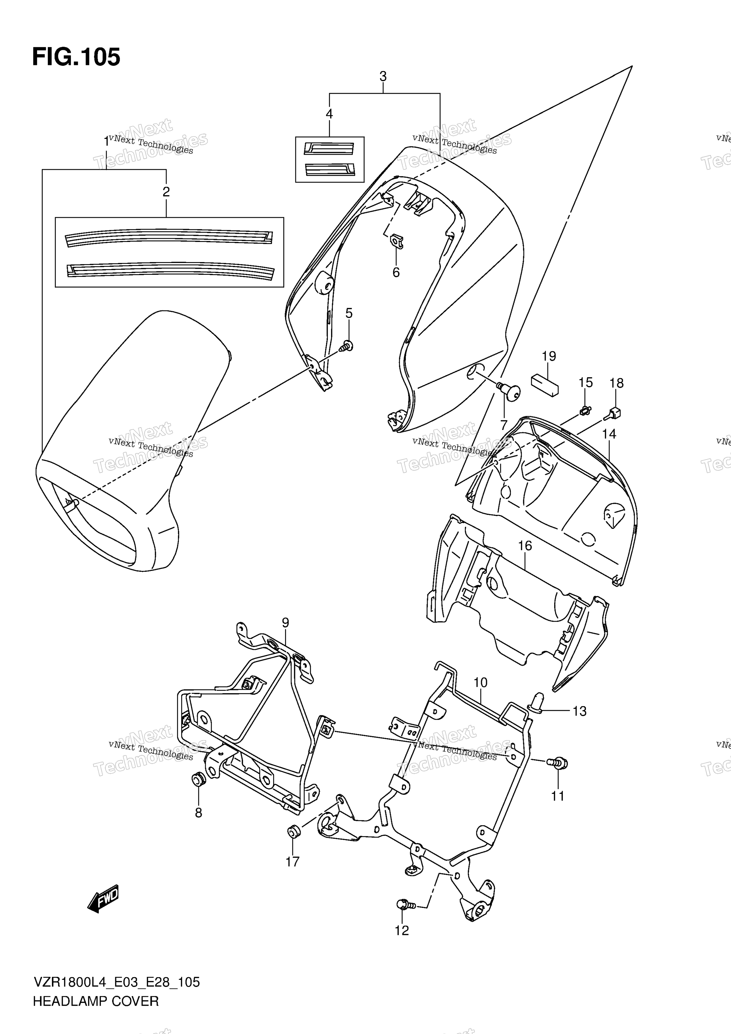 Крышка фары (Vzr1800zl4 E33)