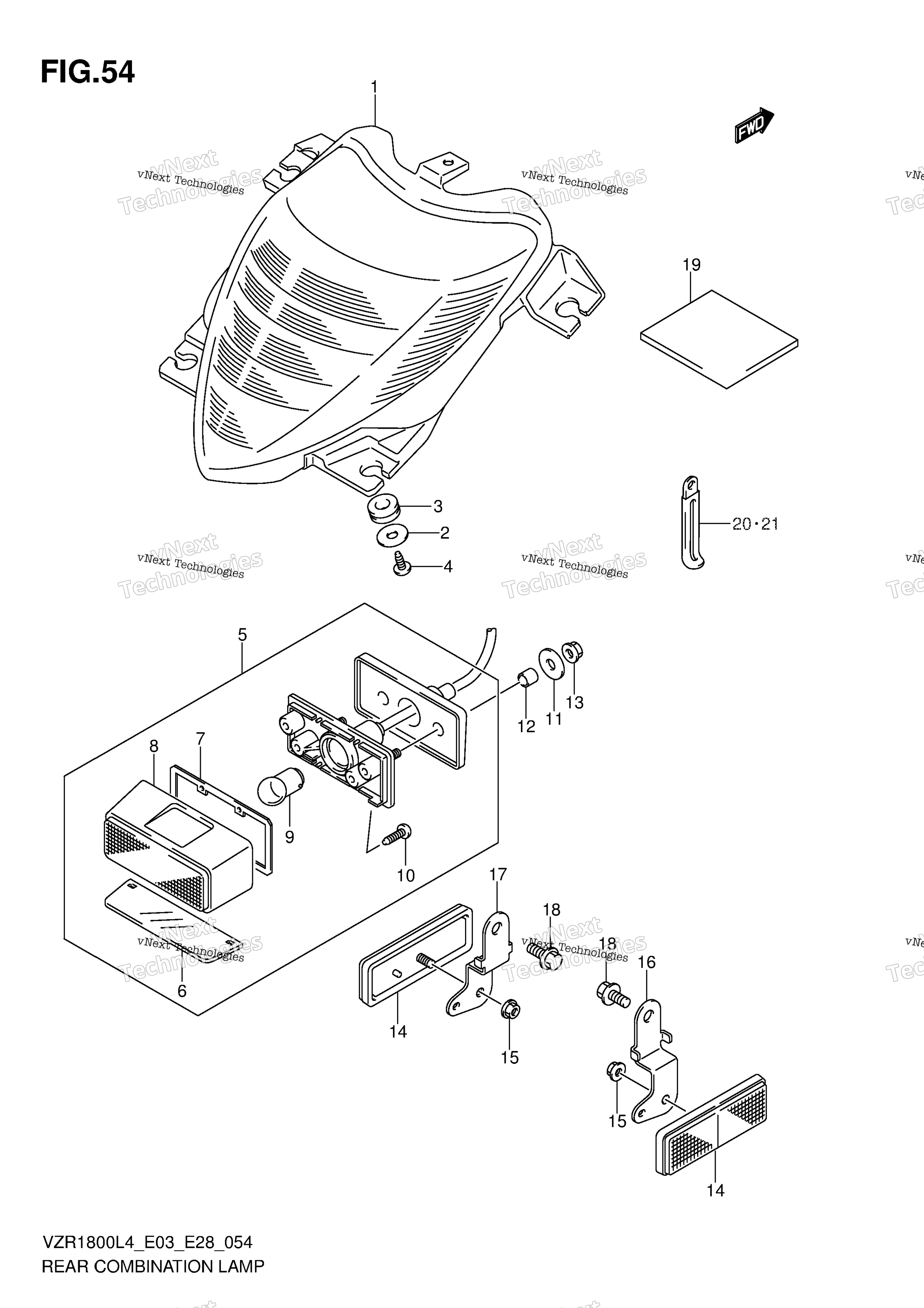 Задний комбинированный фонарь (Vzr1800l4 E03)