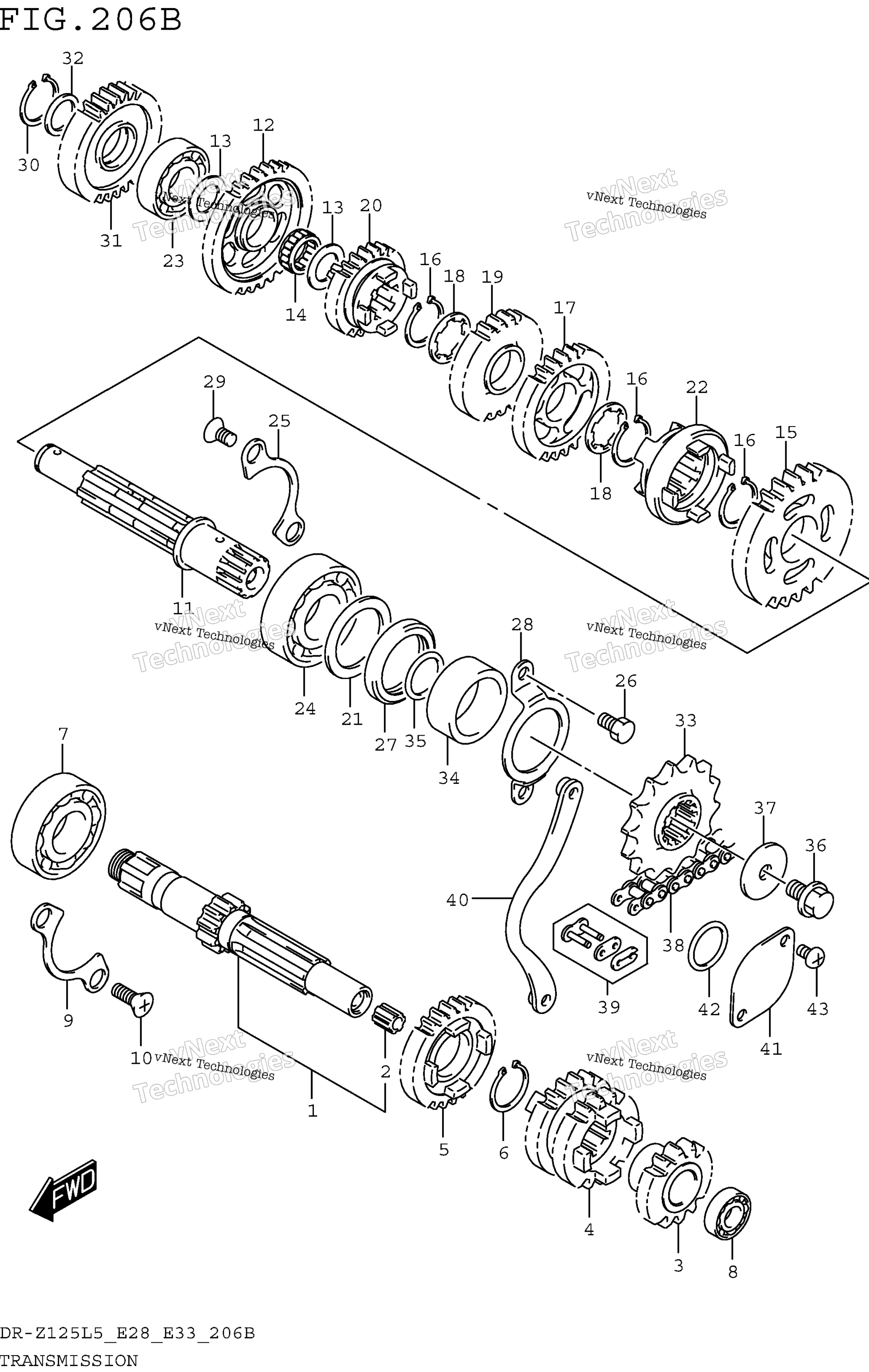 Трансмиссия (Dr-Z125l5 E33)
