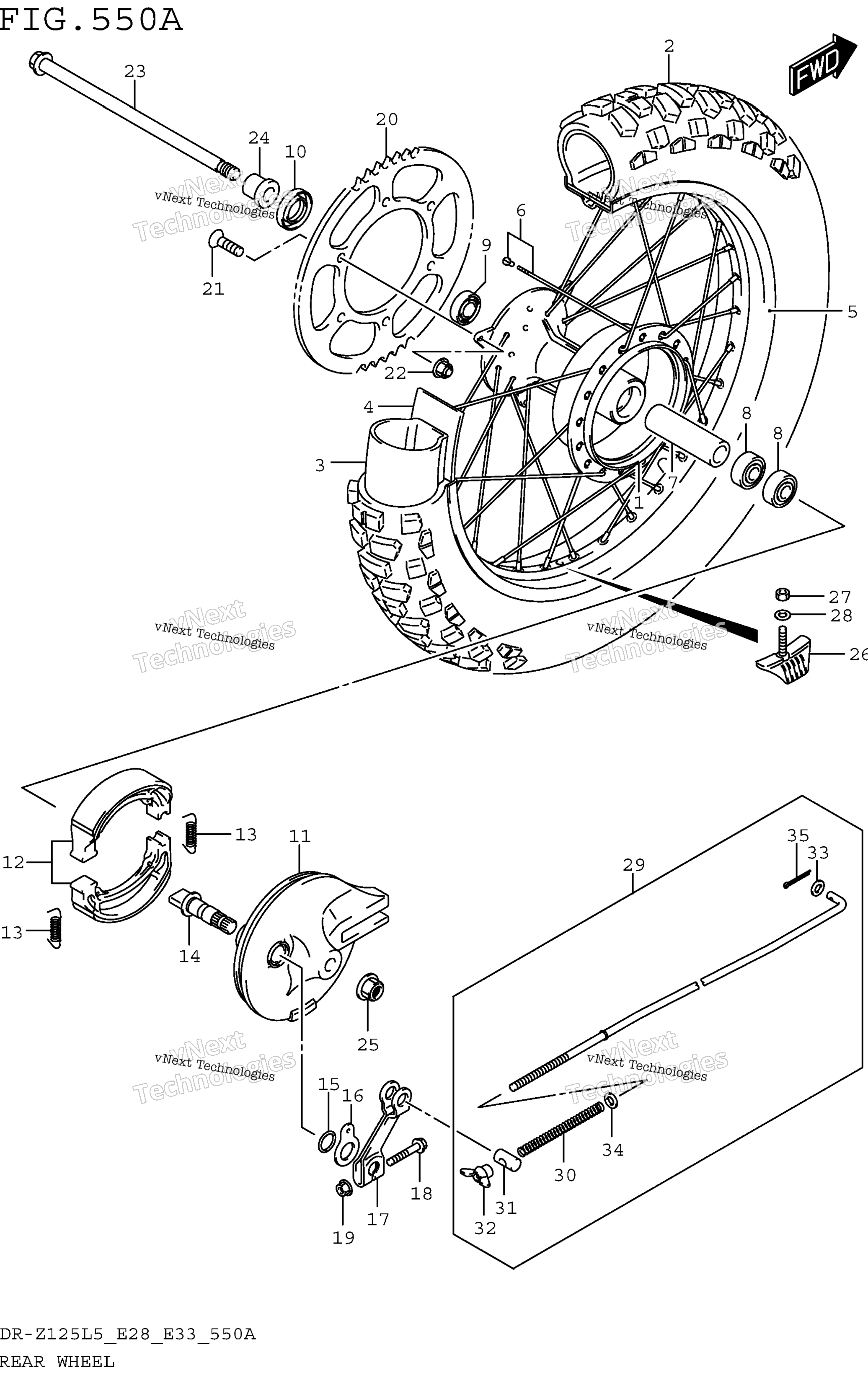 Заднее колесо (Dr-Z125l5 E28)