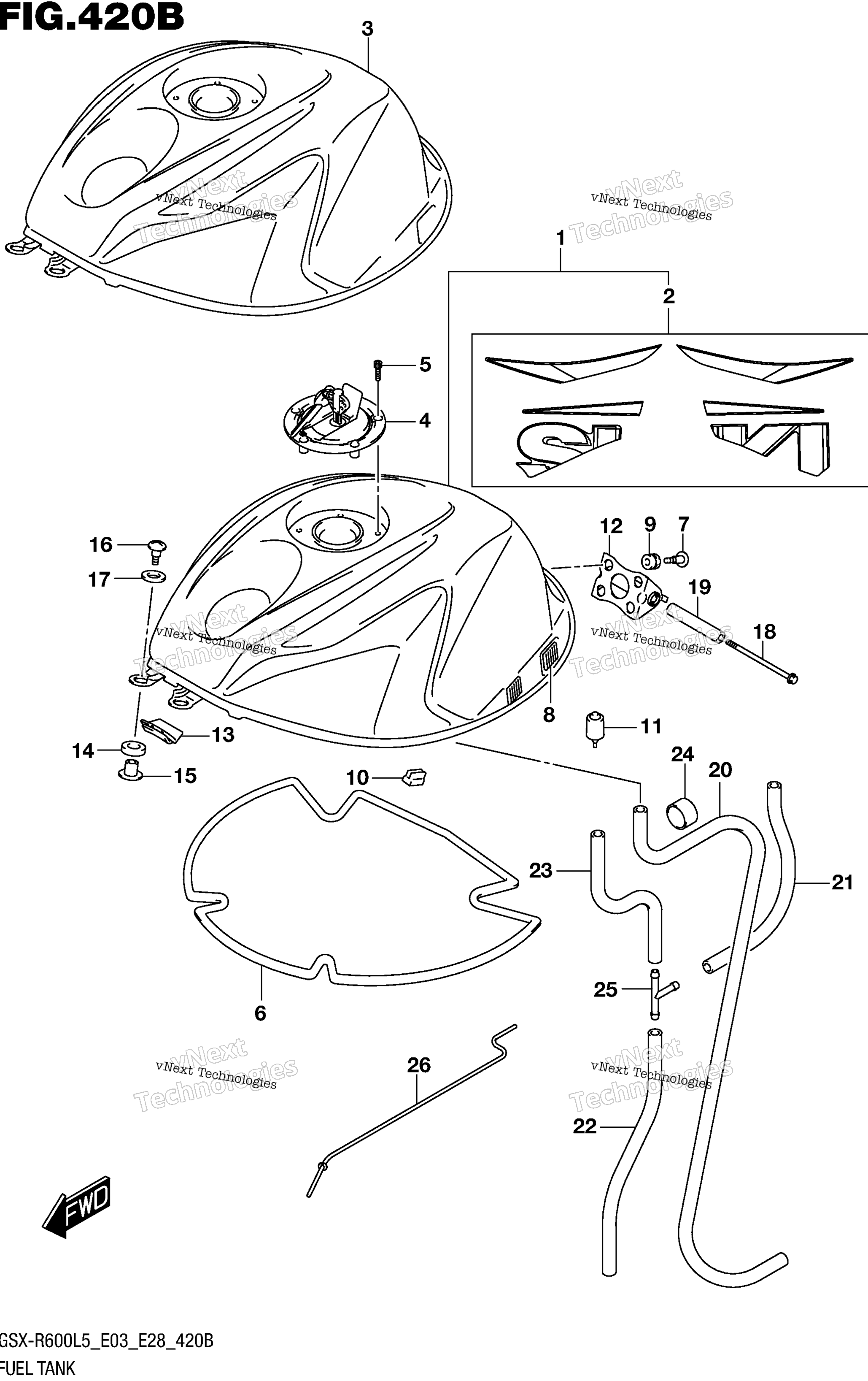 Топливный бак (Gsx-R600l5 E28)