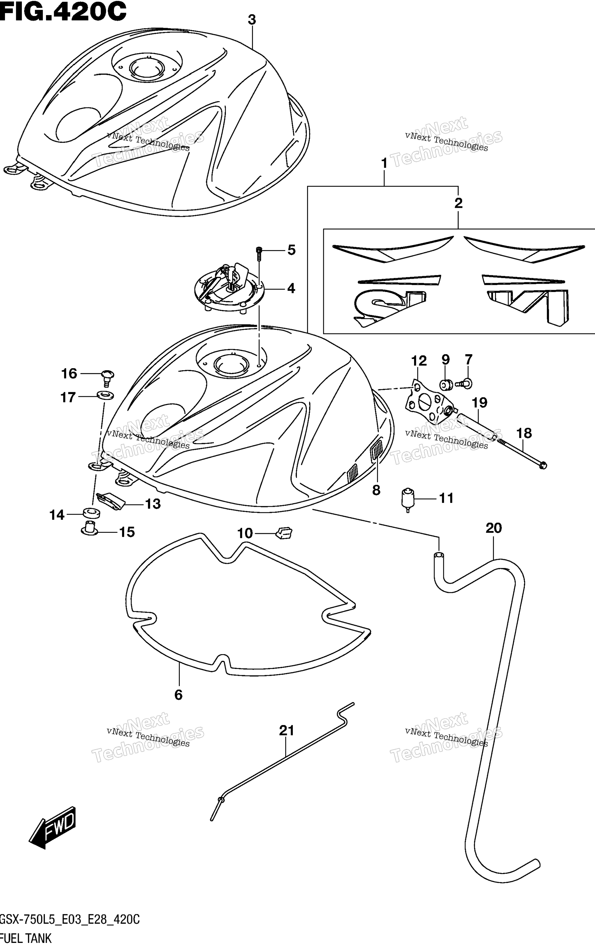 Топливный бак (Gsx-R750l5 E33)