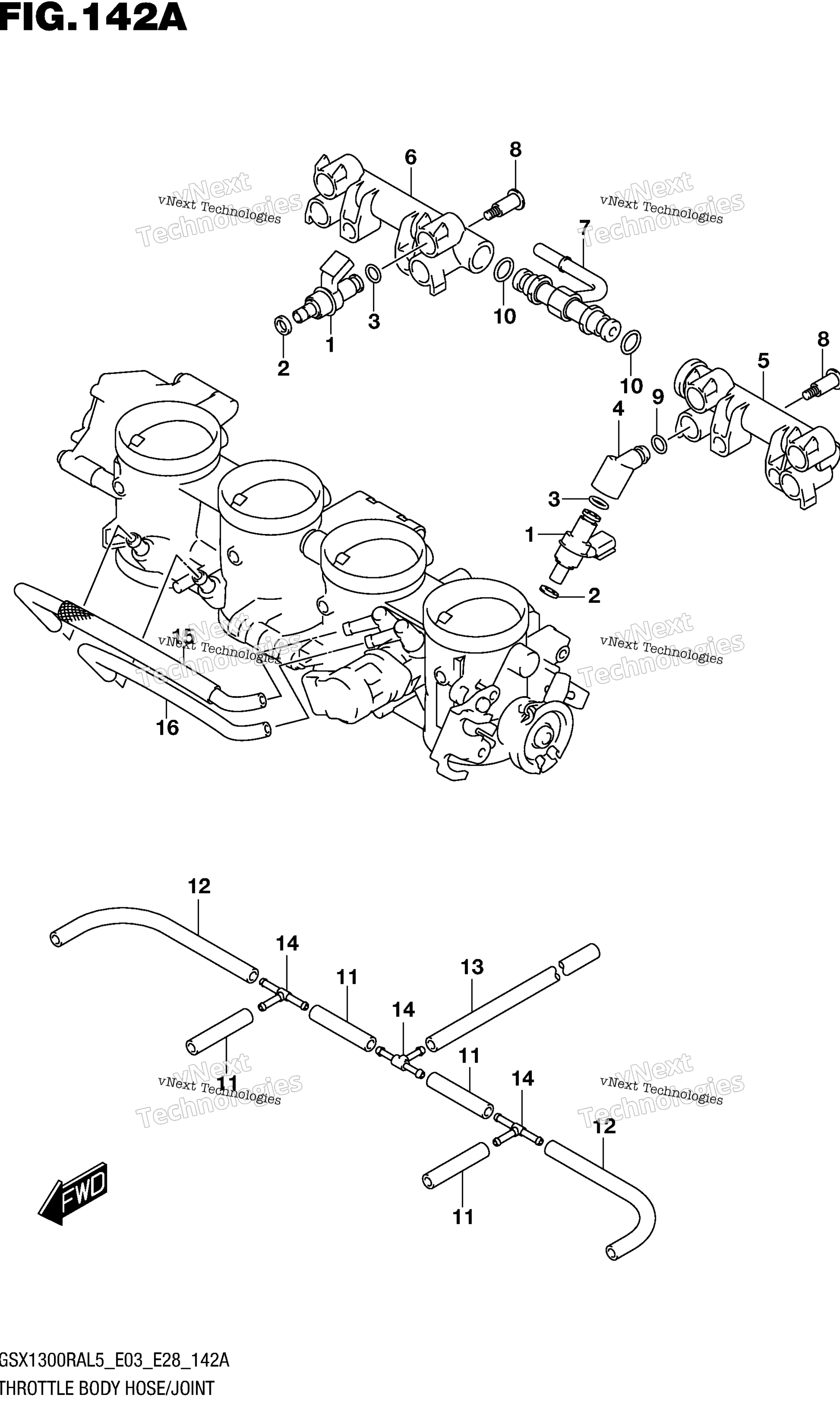 Дроссельный узел Hose/Joint (Gsx1300ral5 E03)
