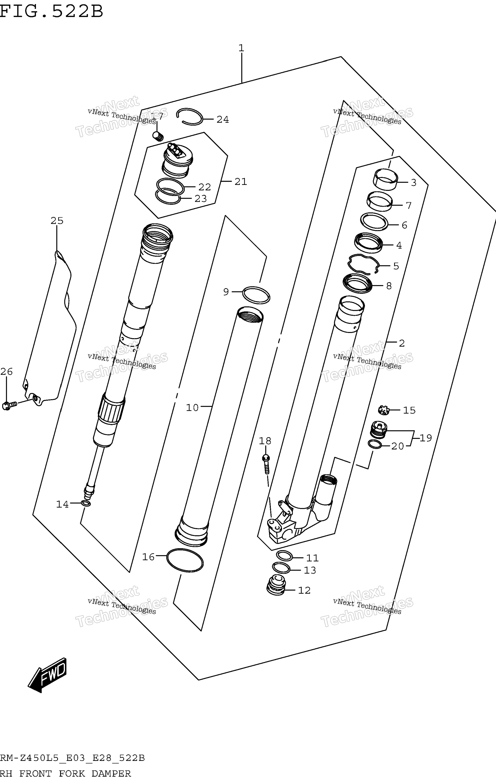 Rh передний вилка Damper (Rm Z450l5 E28)